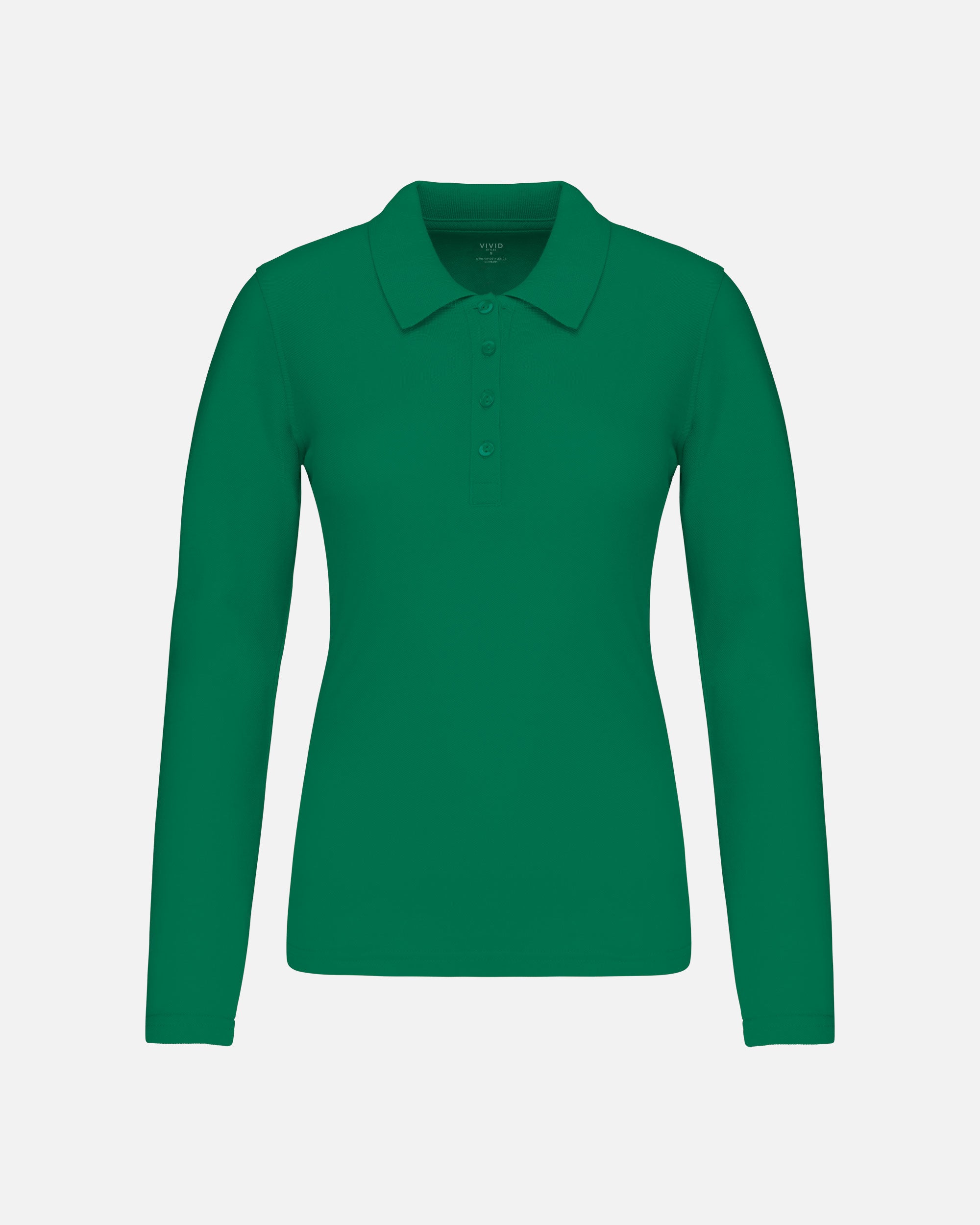 Klassisches Damen Piqué Polo Langarmshirt Kelly Green von VIVID