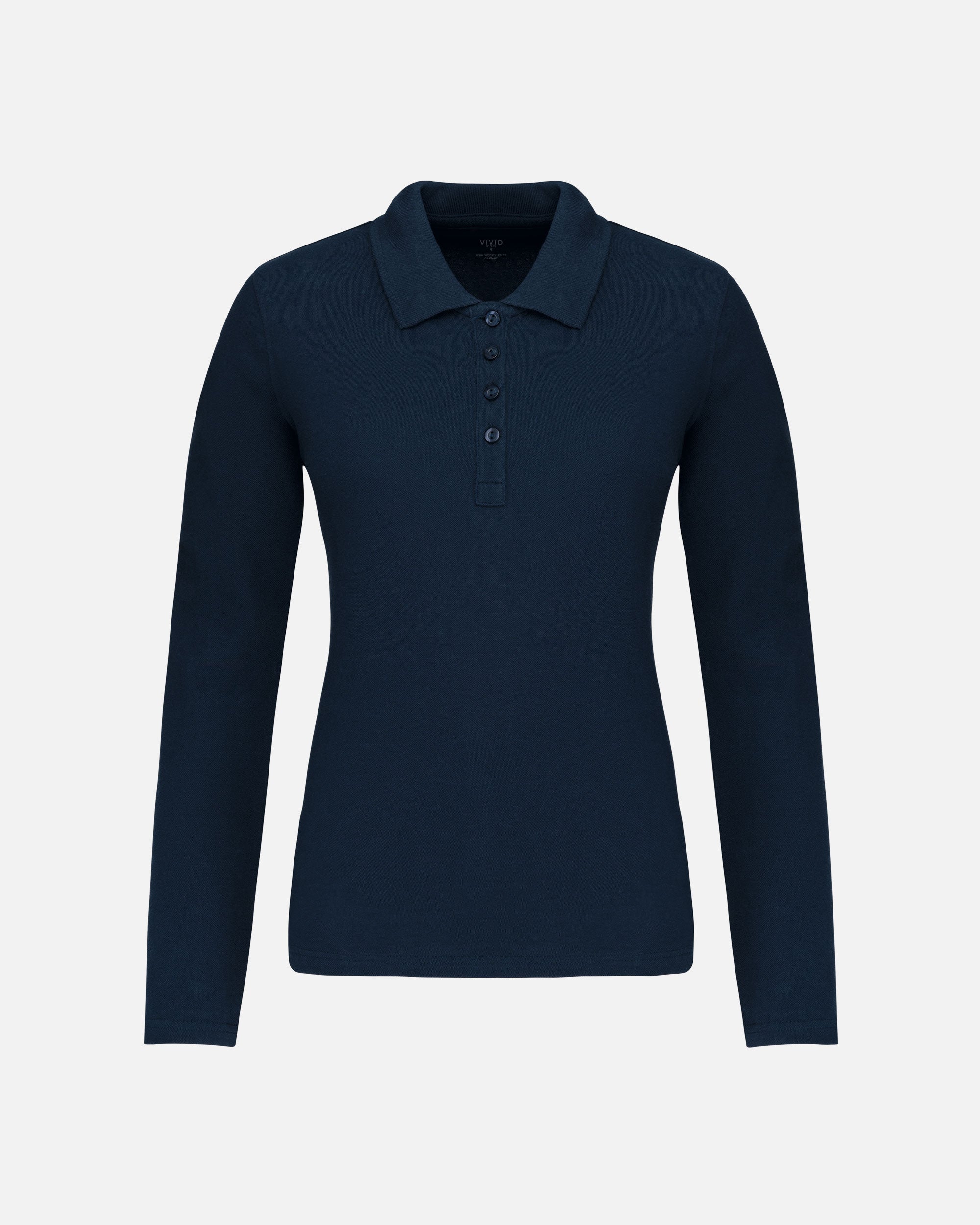 Klassisches Damen Piqué Polo Langarmshirt Navy Blue von VIVID