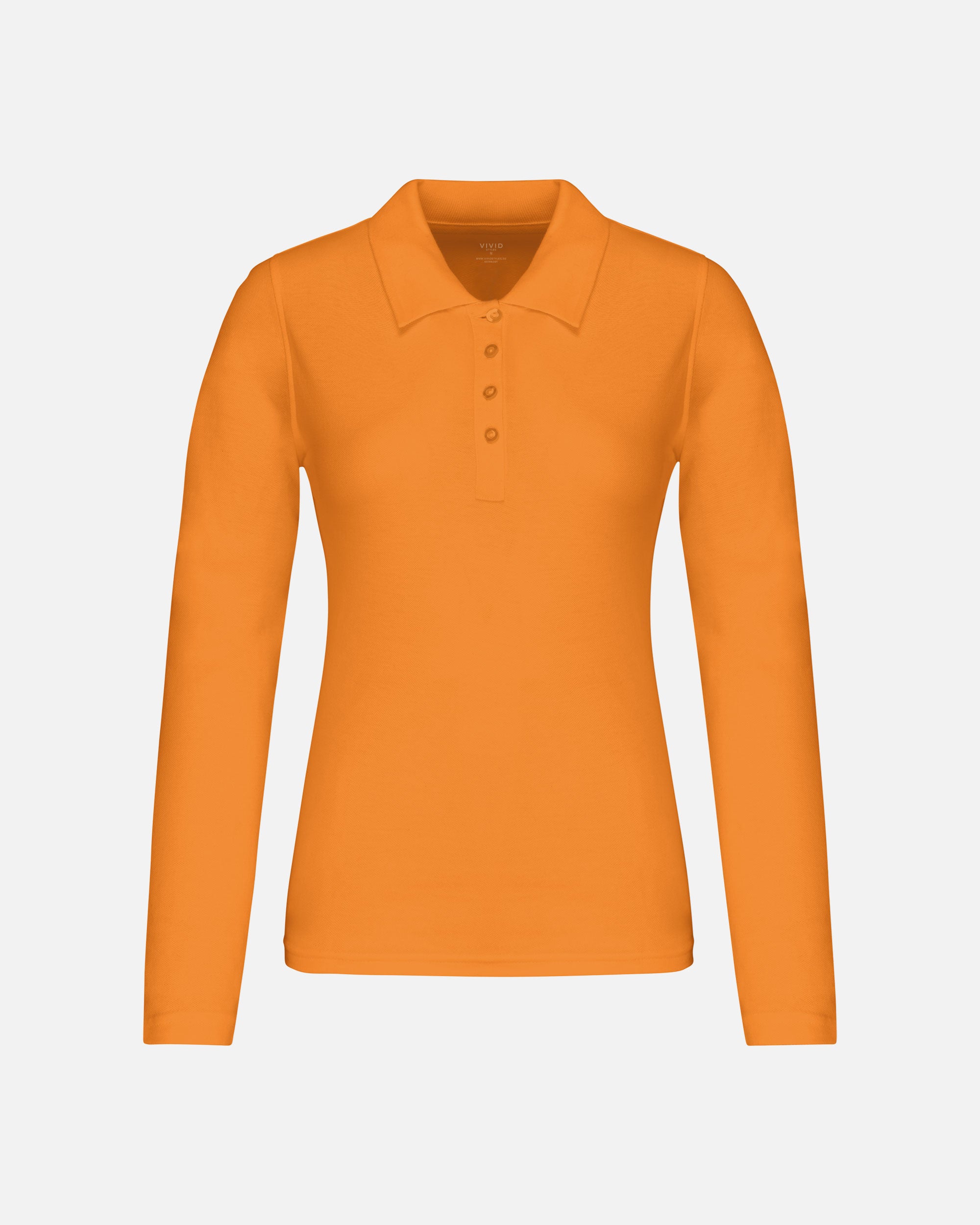 Klassisches Damen Piqué Polo Langarmshirt Orange von VIVID