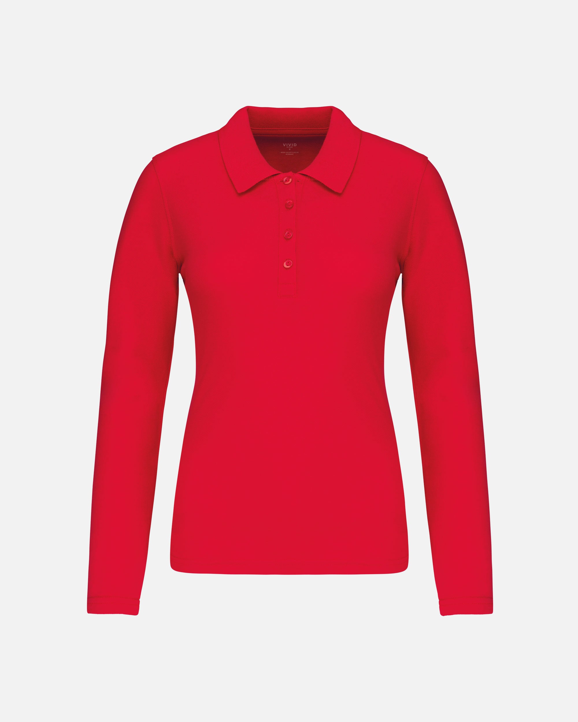 Klassisches Damen Piqué Polo Langarmshirt Fire Red von VIVID