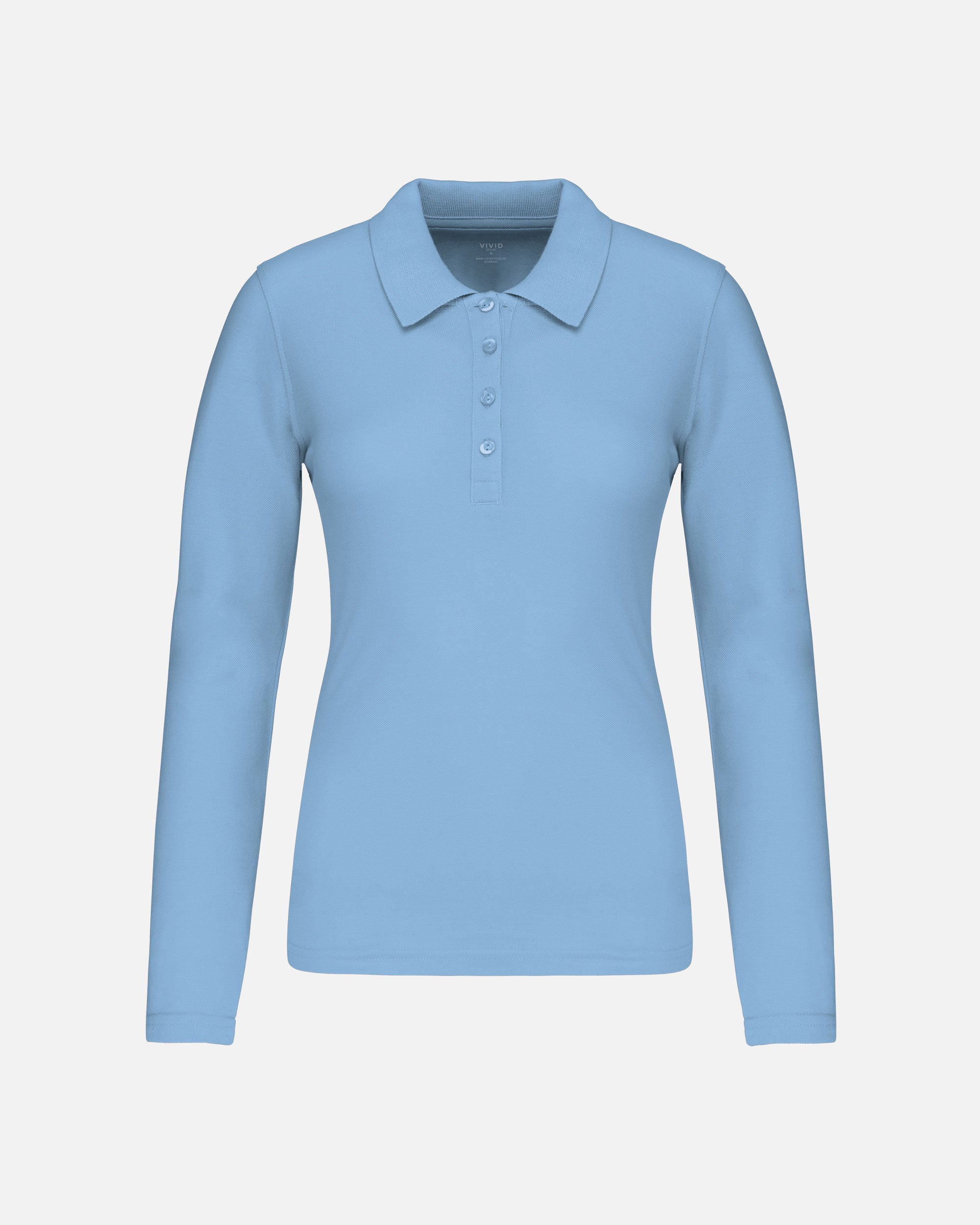 Klassisches Damen Piqué Polo Langarmshirt Sky Blue von VIVID
