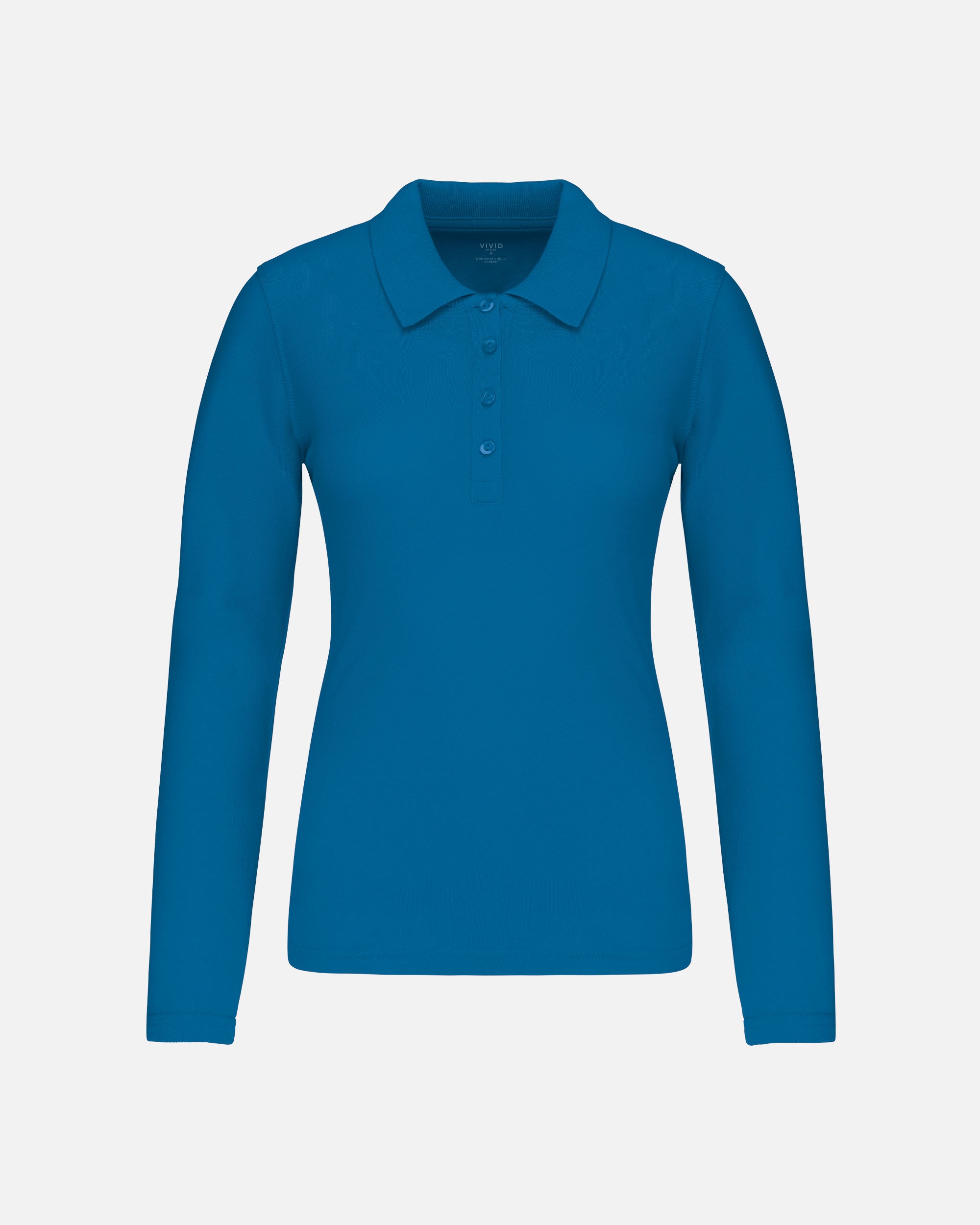 Klassisches Damen Piqué Polo Langarmshirt Tropical Blue von VIVID