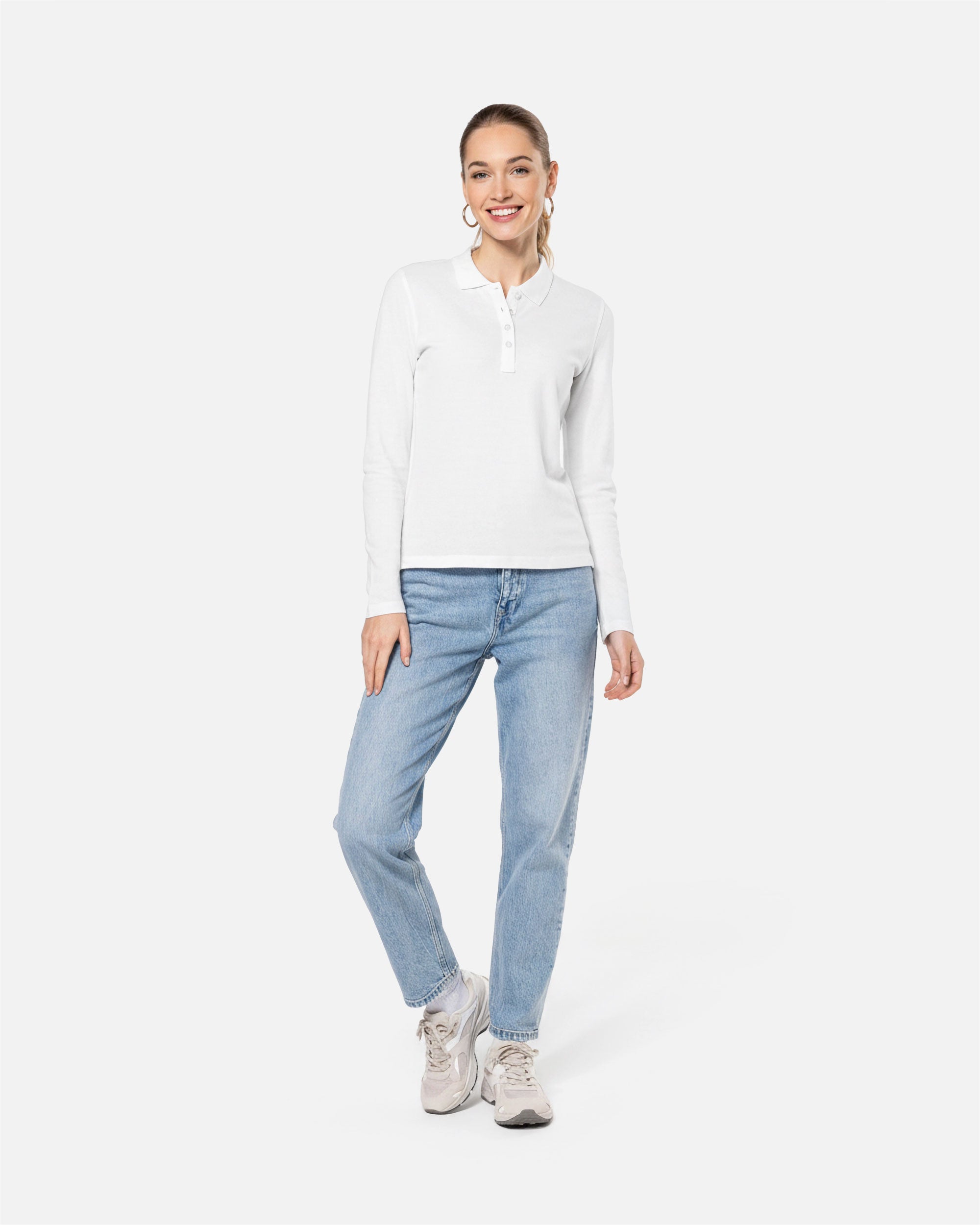 Klassisches Damen Piqué Polo Langarmshirt von VIVID