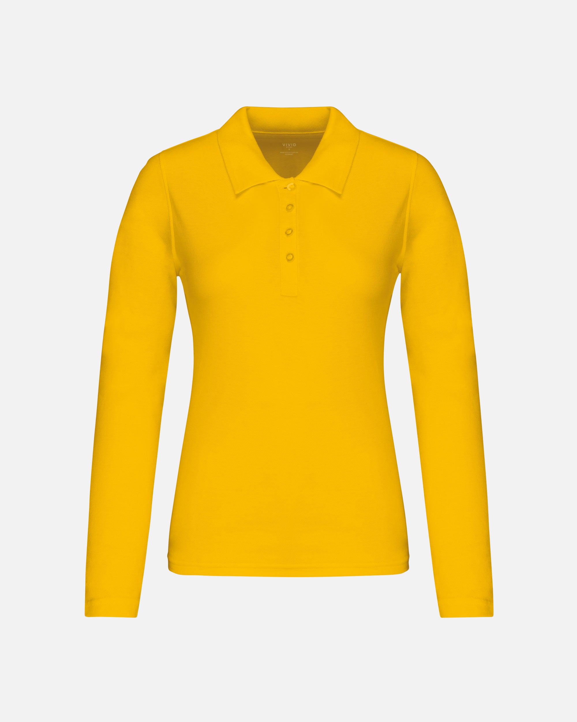 Klassisches Damen Piqué Polo Langarmshirt Sun Yellow von VIVID