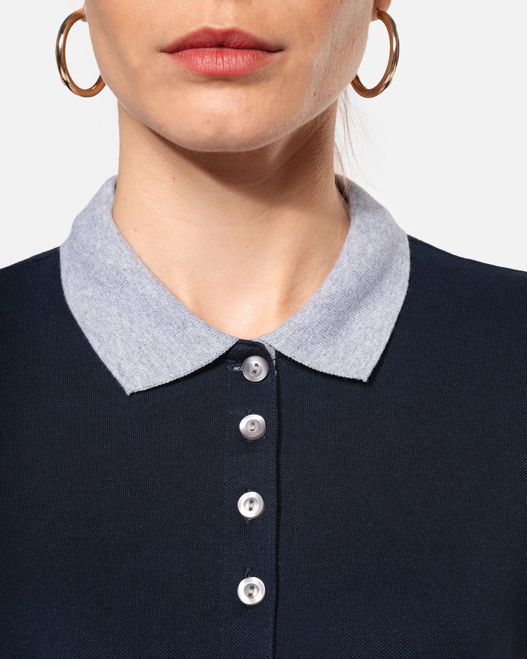 Zweifarbiges Damen Piqué Polo T-Shirt