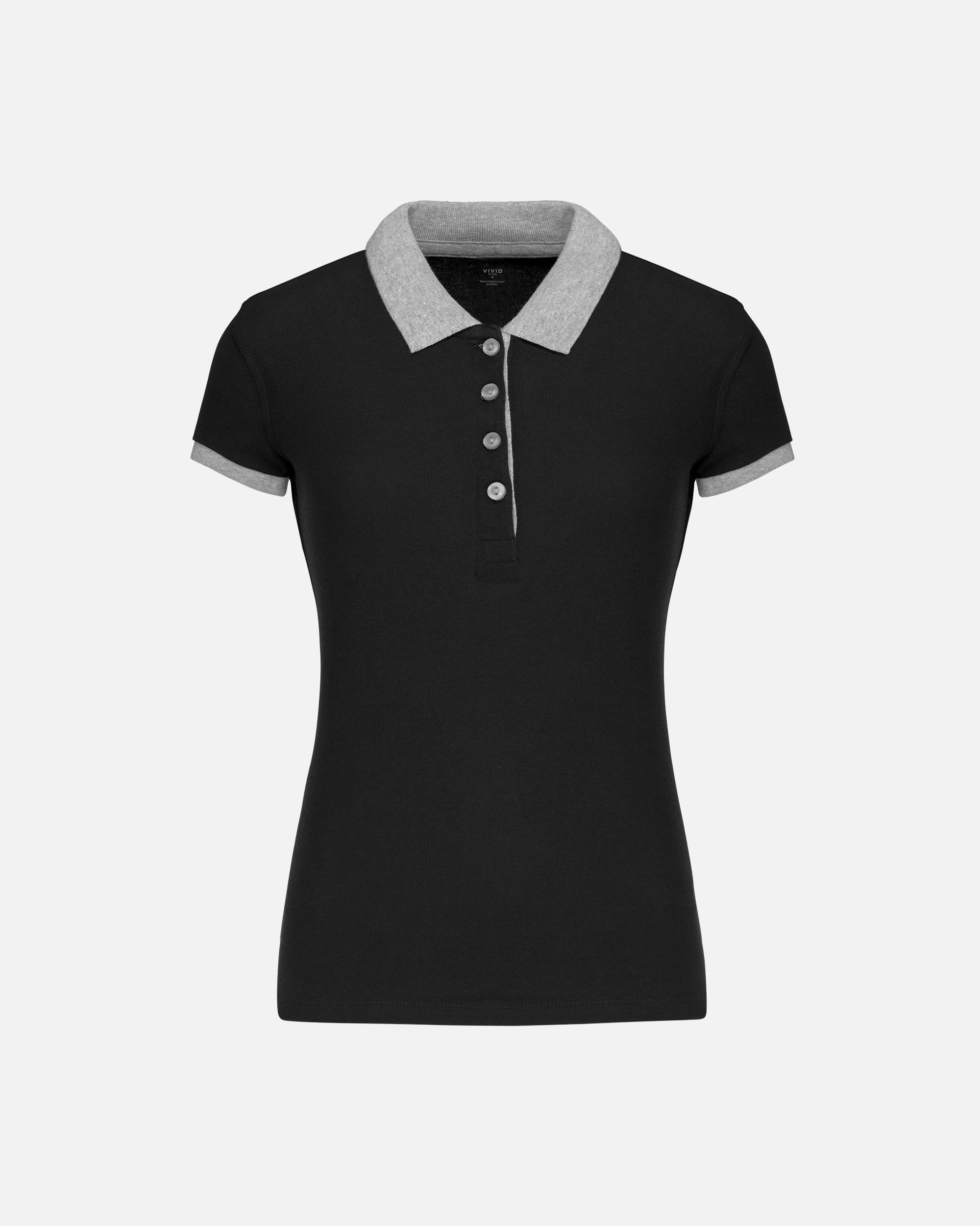 Zweifarbiges Damen Piqué Polo T-Shirt
