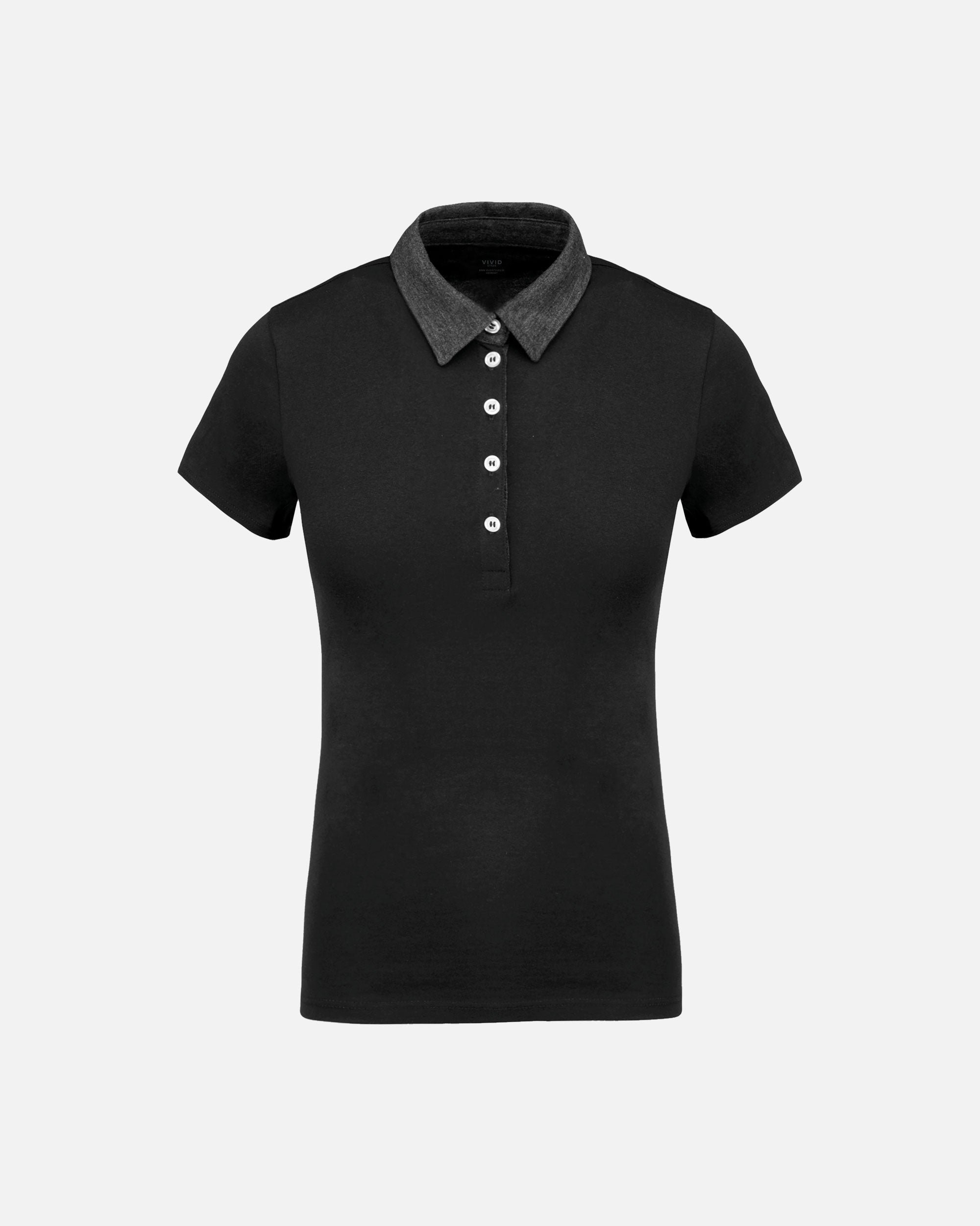 Zweifarbiges Damen Jersey Polo T-Shirt
