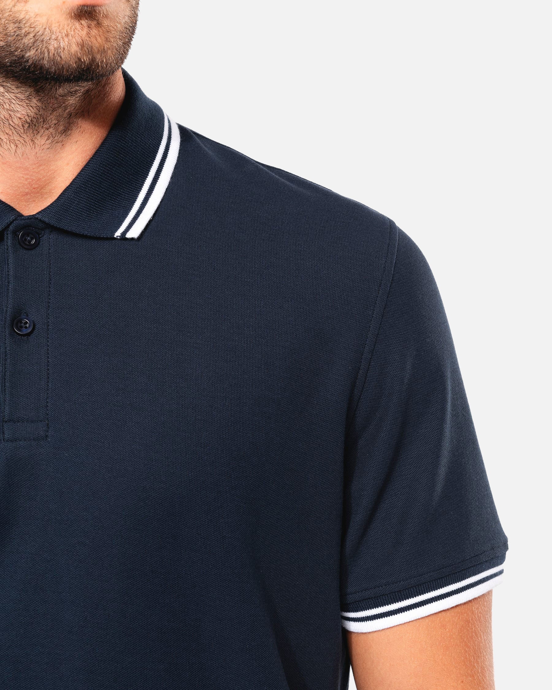 Klassisches Herren Piqué Polo T-Shirt mit Kontrastfarben