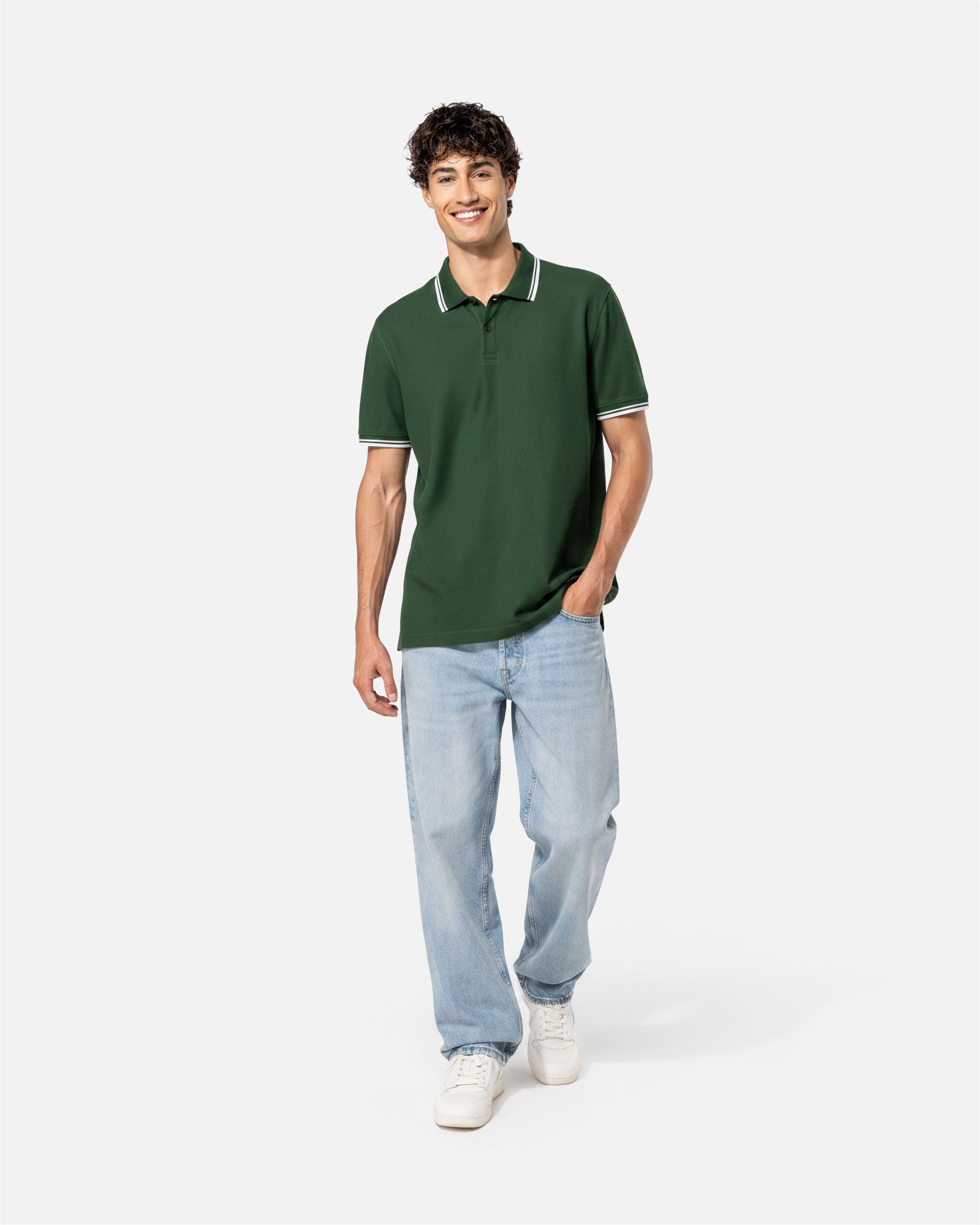 Klassisches Herren Piqué Polo T-Shirt mit Kontrastfarben von VIVID