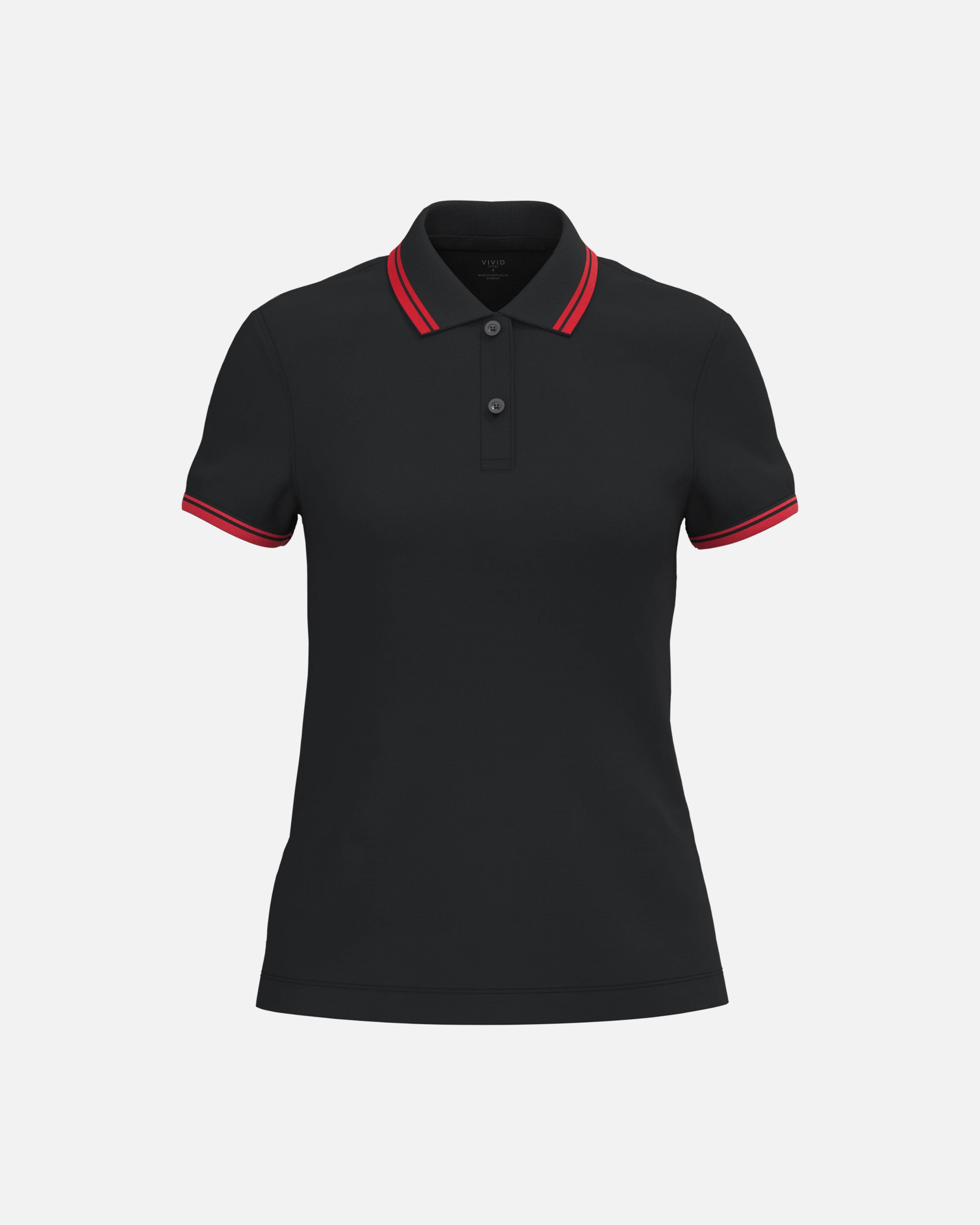 Klassisches Damen Piqué Polo T-Shirt mit Kontrastfarben Black-Red von VIVID