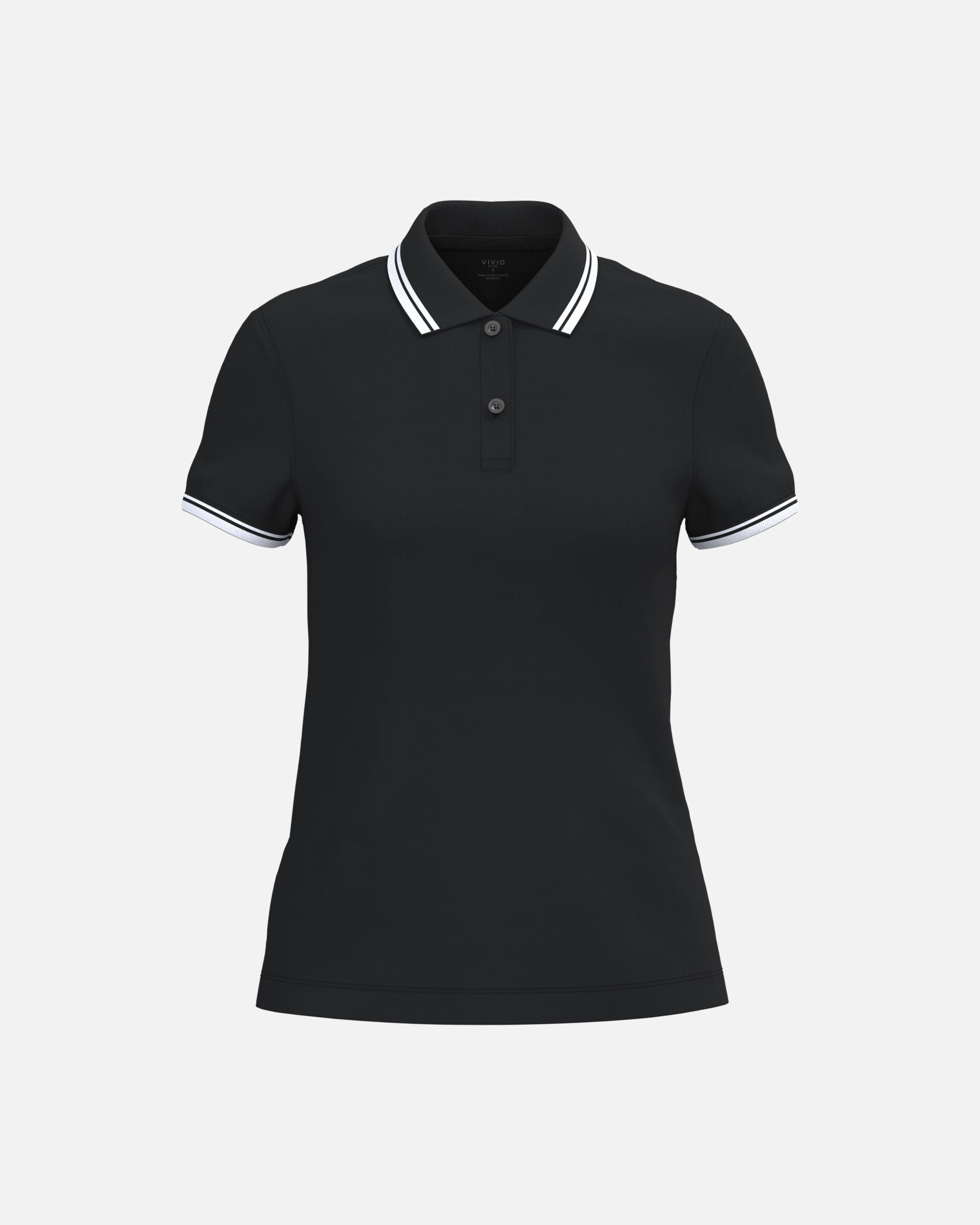 Klassisches Damen Piqué Polo T-Shirt mit Kontrastfarben Black-White von VIVID