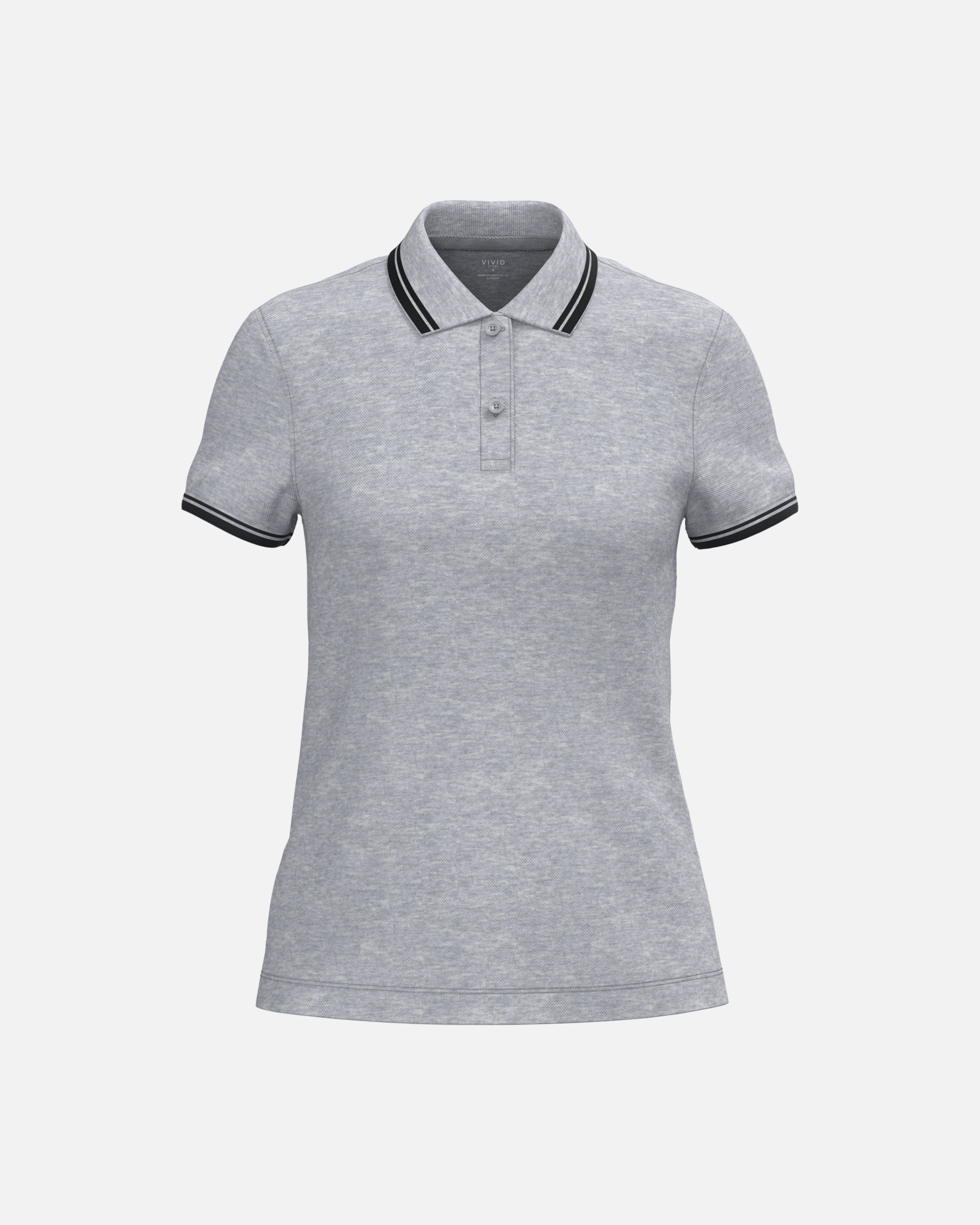 Klassisches Damen Piqué Polo T-Shirt mit Kontrastfarben Grey Heather-Black von VIVID