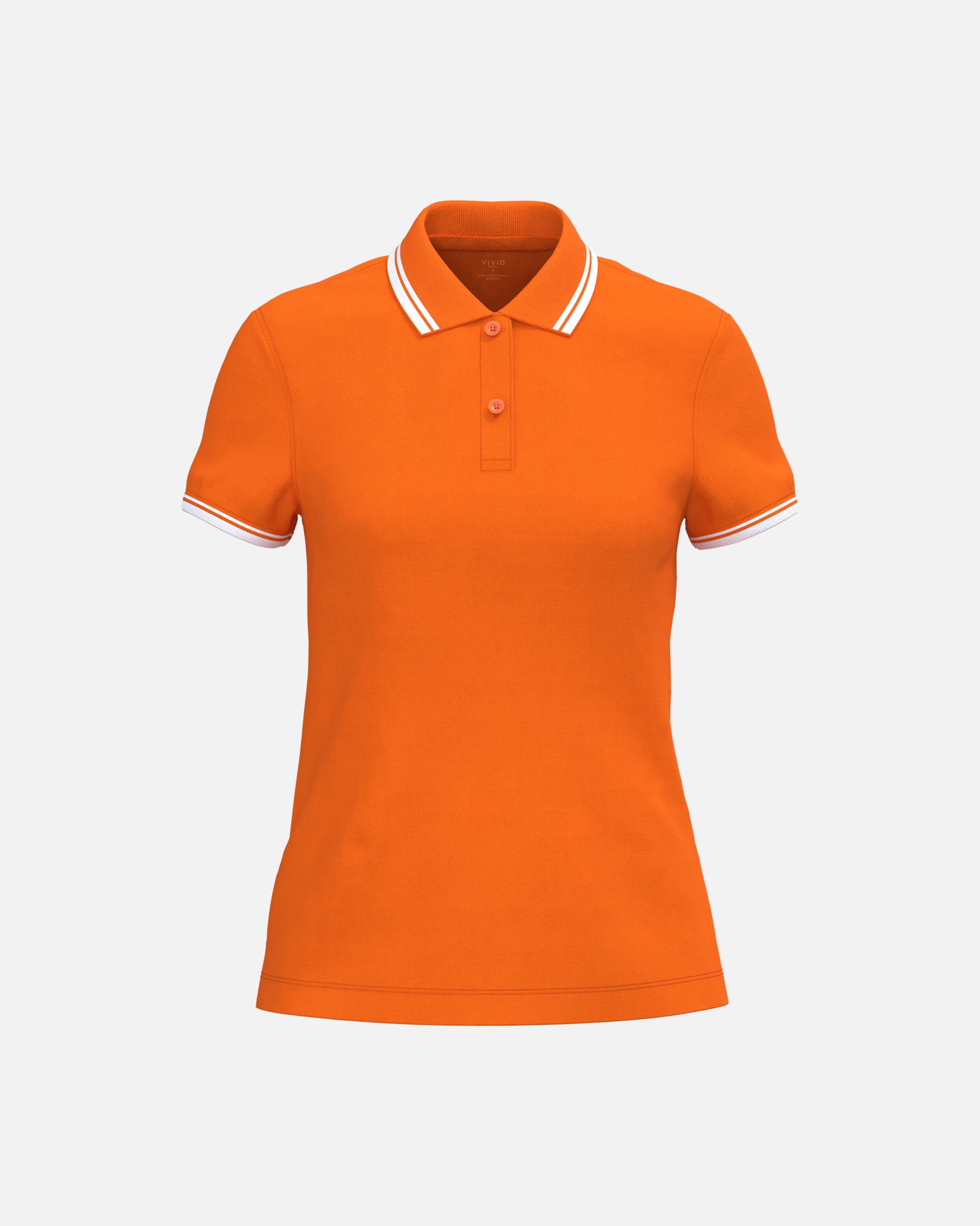Klassisches Damen Piqué Polo T-Shirt mit Kontrastfarben Orange-White von VIVID