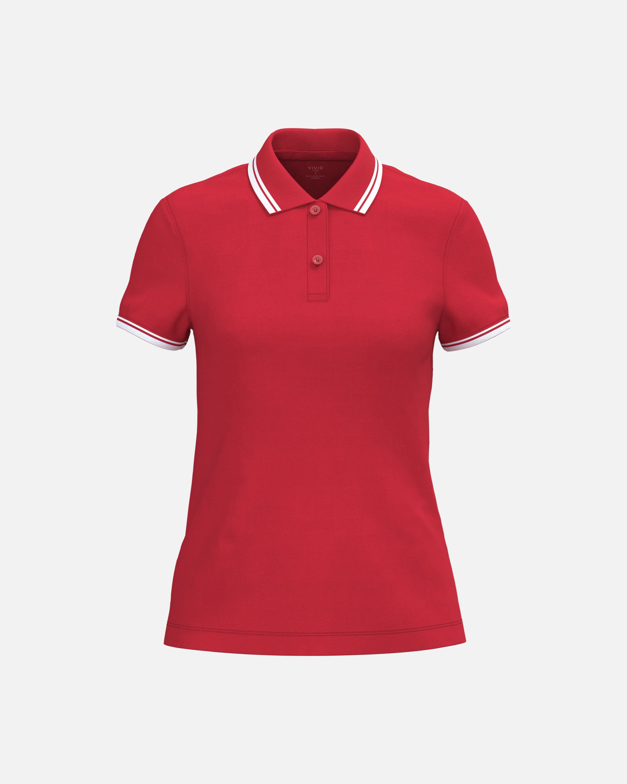 Klassisches Damen Piqué Polo T-Shirt mit Kontrastfarben Red-White von VIVID
