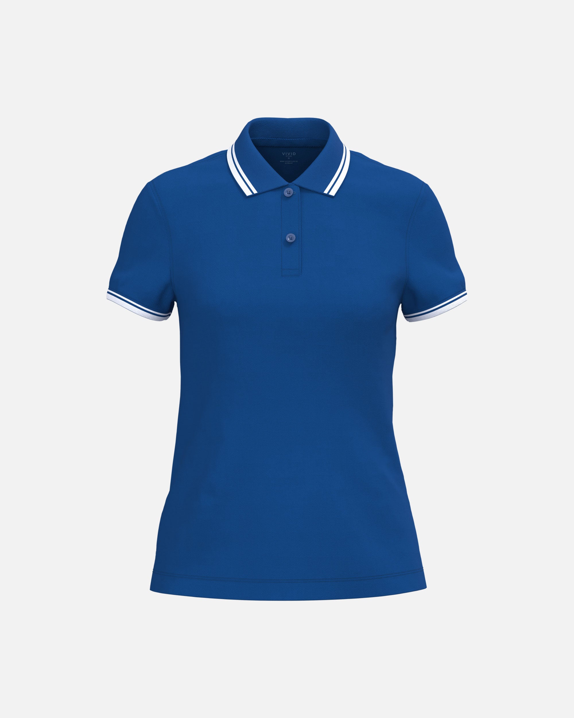 Klassisches Damen Piqué Polo T-Shirt mit Kontrastfarben Royal Blue-White von VIVID