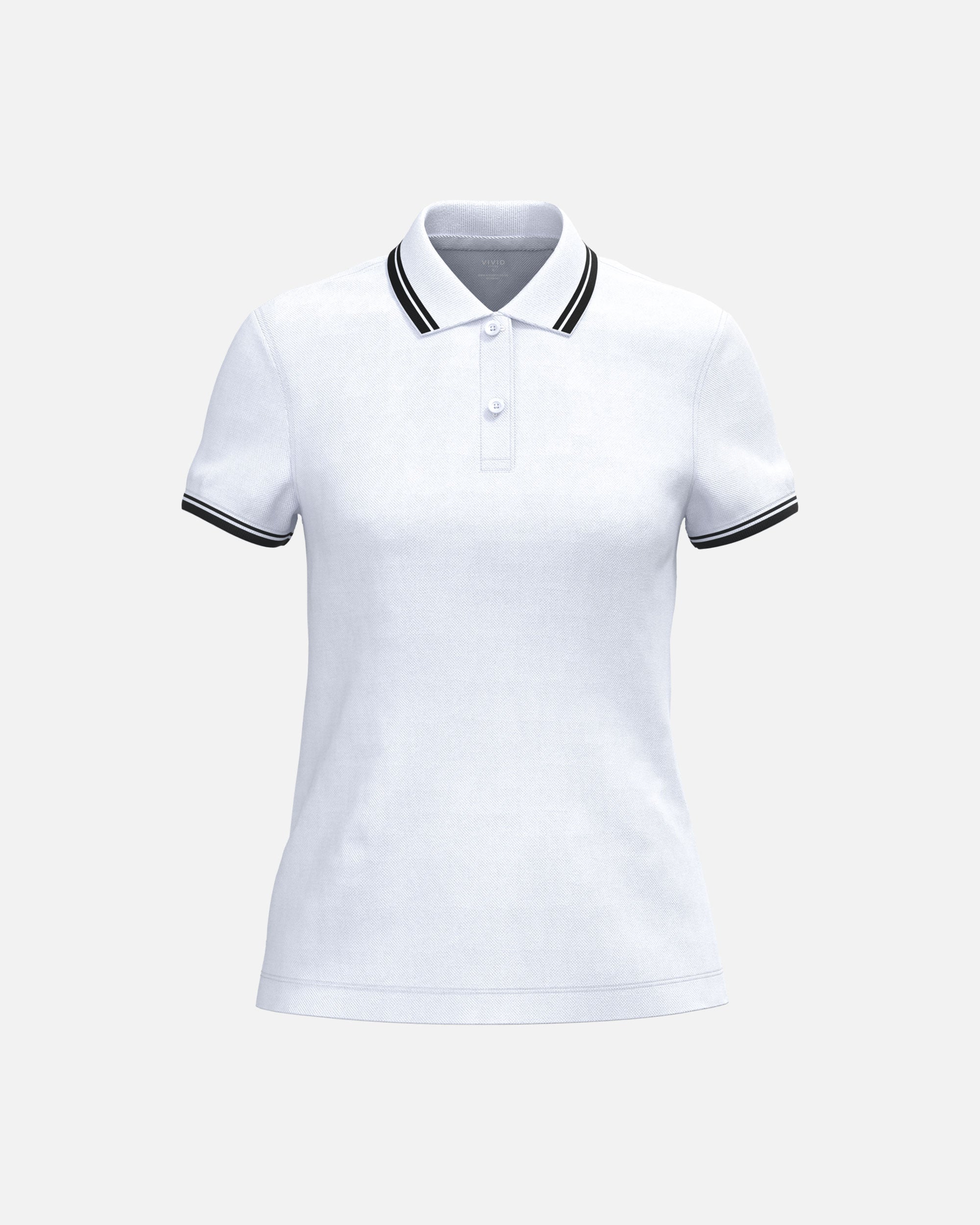 Klassisches Damen Piqué Polo T-Shirt mit Kontrastfarben White-Black von VIVID