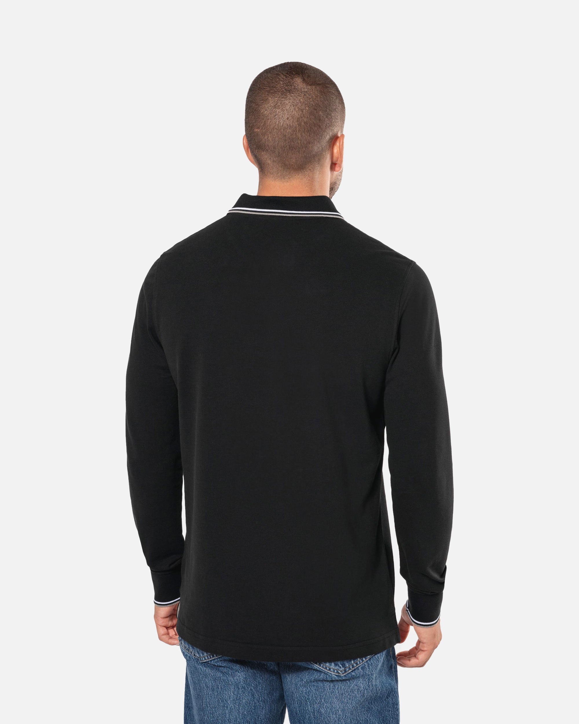Schweres Herren Piqué Polo Langarmshirt mit Kontrastfarben von VIVID