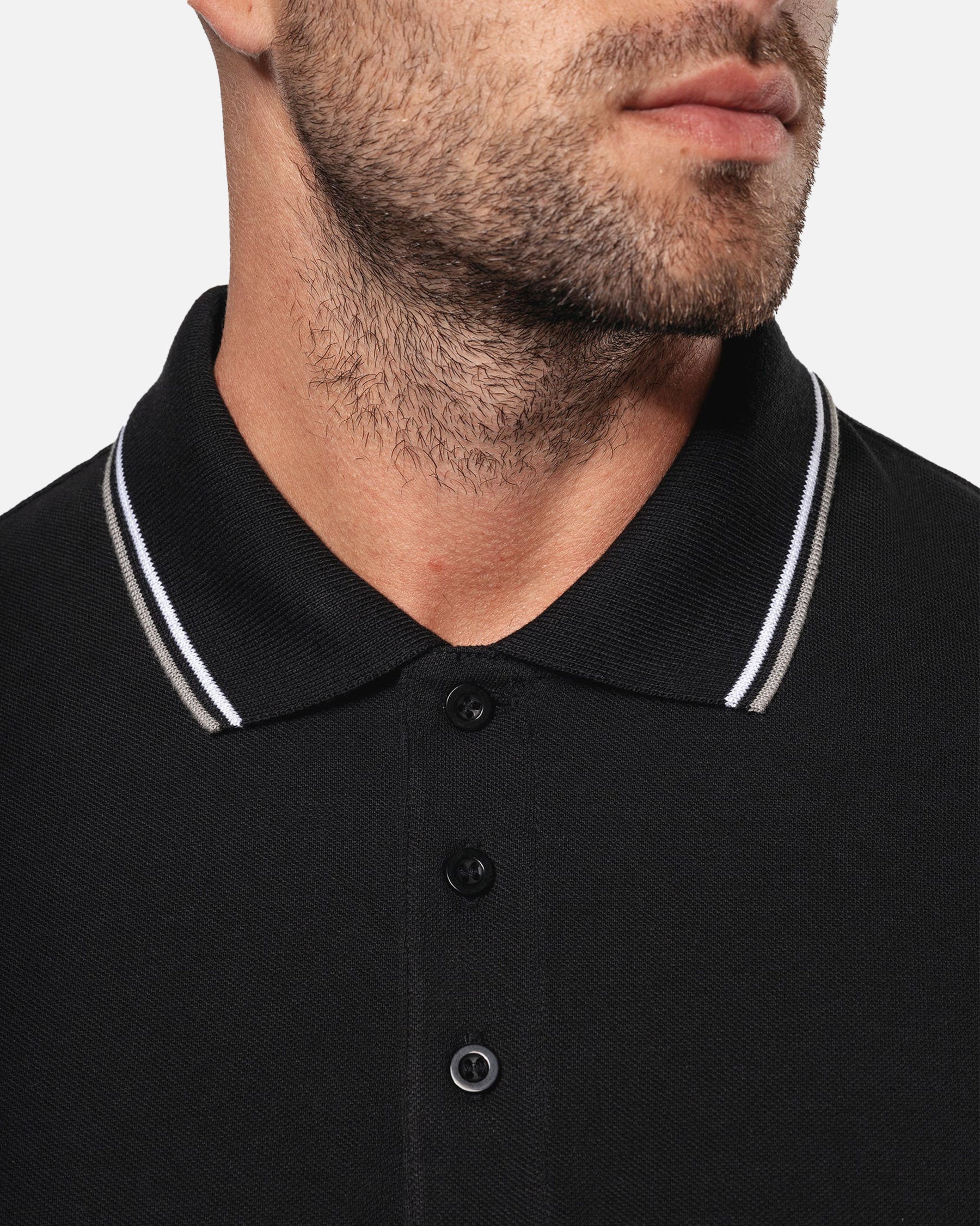 Schweres Herren Piqué Polo Langarmshirt mit Kontrastfarben von VIVID