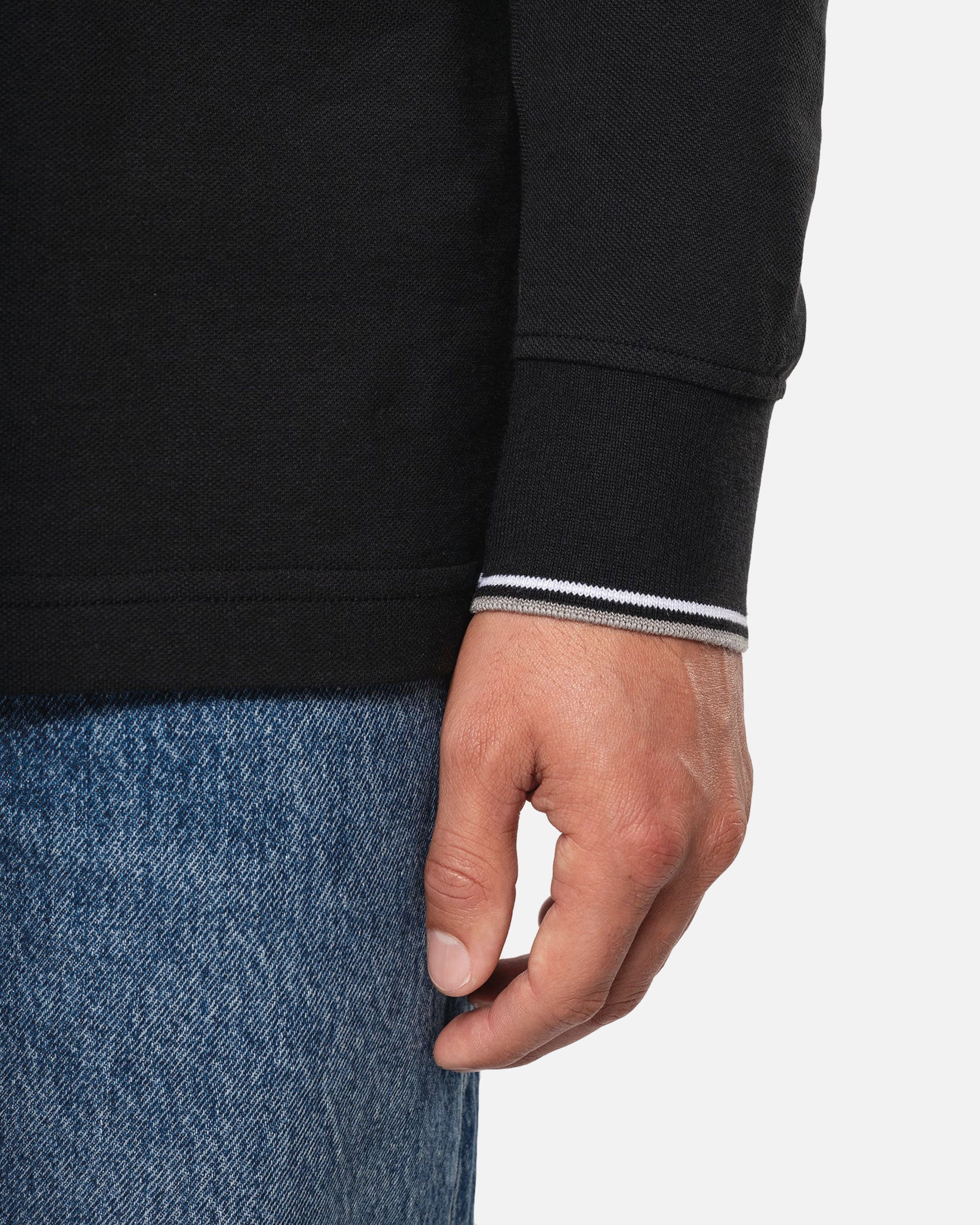 Schweres Herren Piqué Polo Langarmshirt mit Kontrastfarben von VIVID