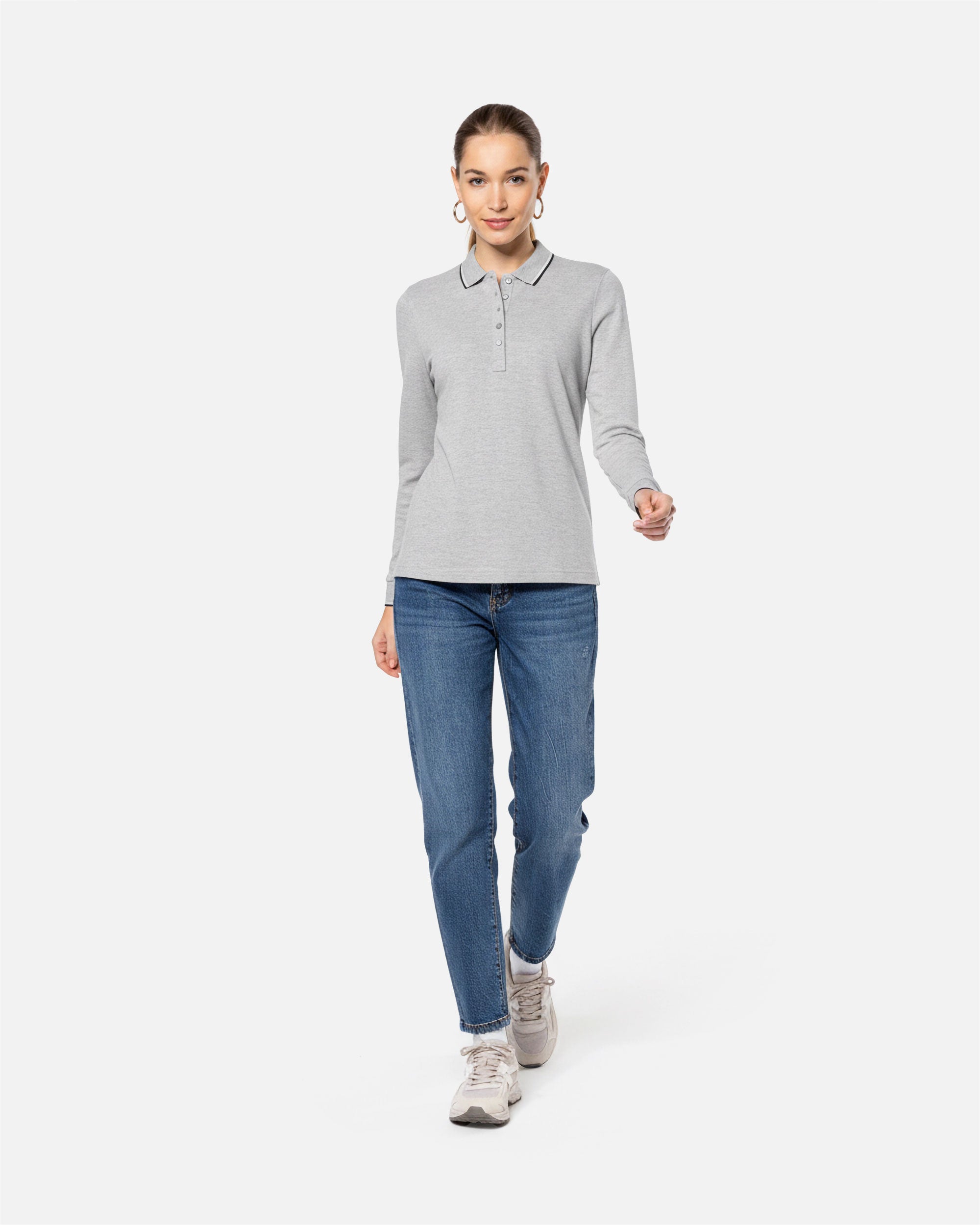 Schweres Damen Piqué Polo Langarmshirt 2.0 von VIVID