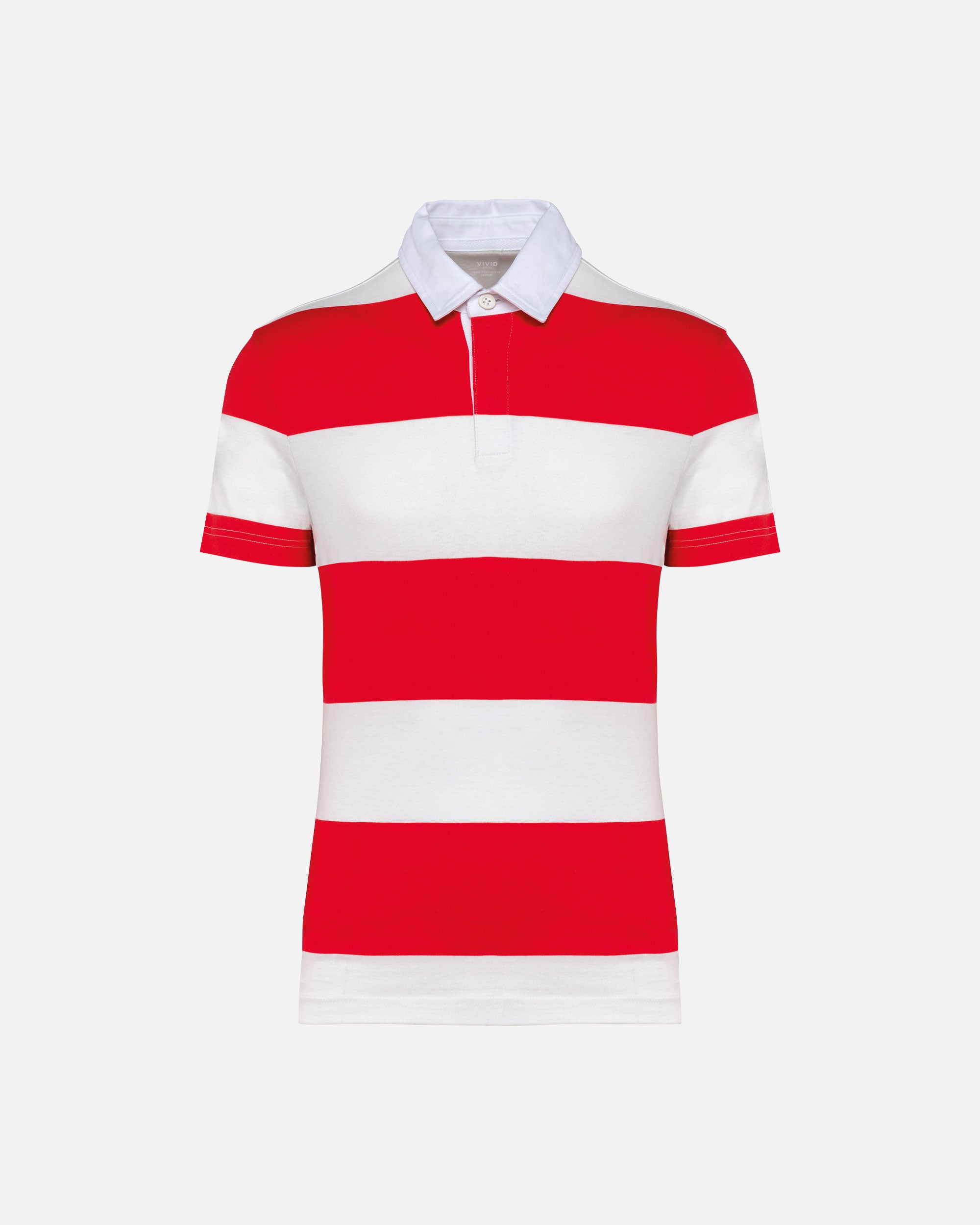 Gestreiftes Unisex Polo T-Shirt Red-White Stripes von VIVID