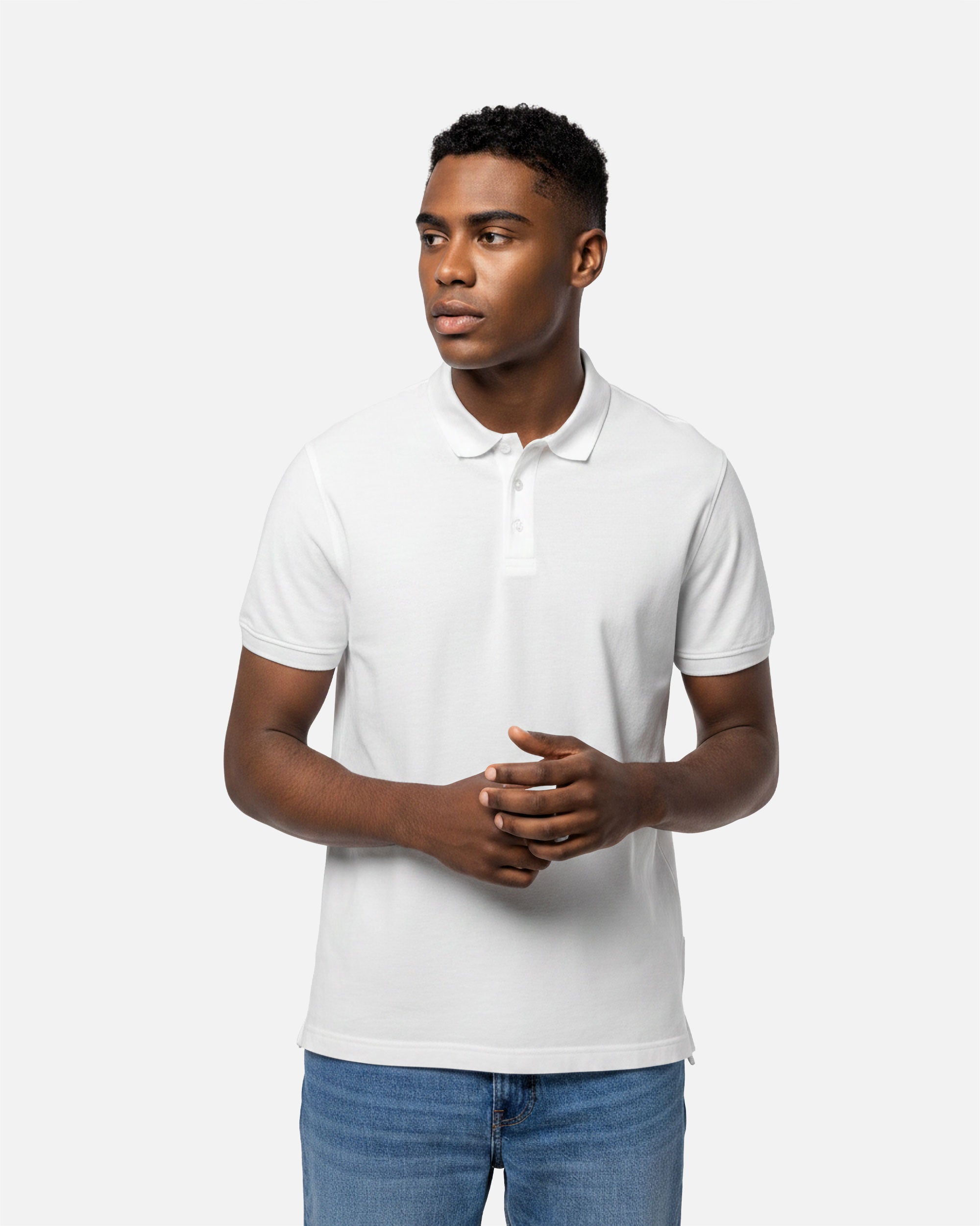 Herren Piqué Polo T-Shirt White von VIVID