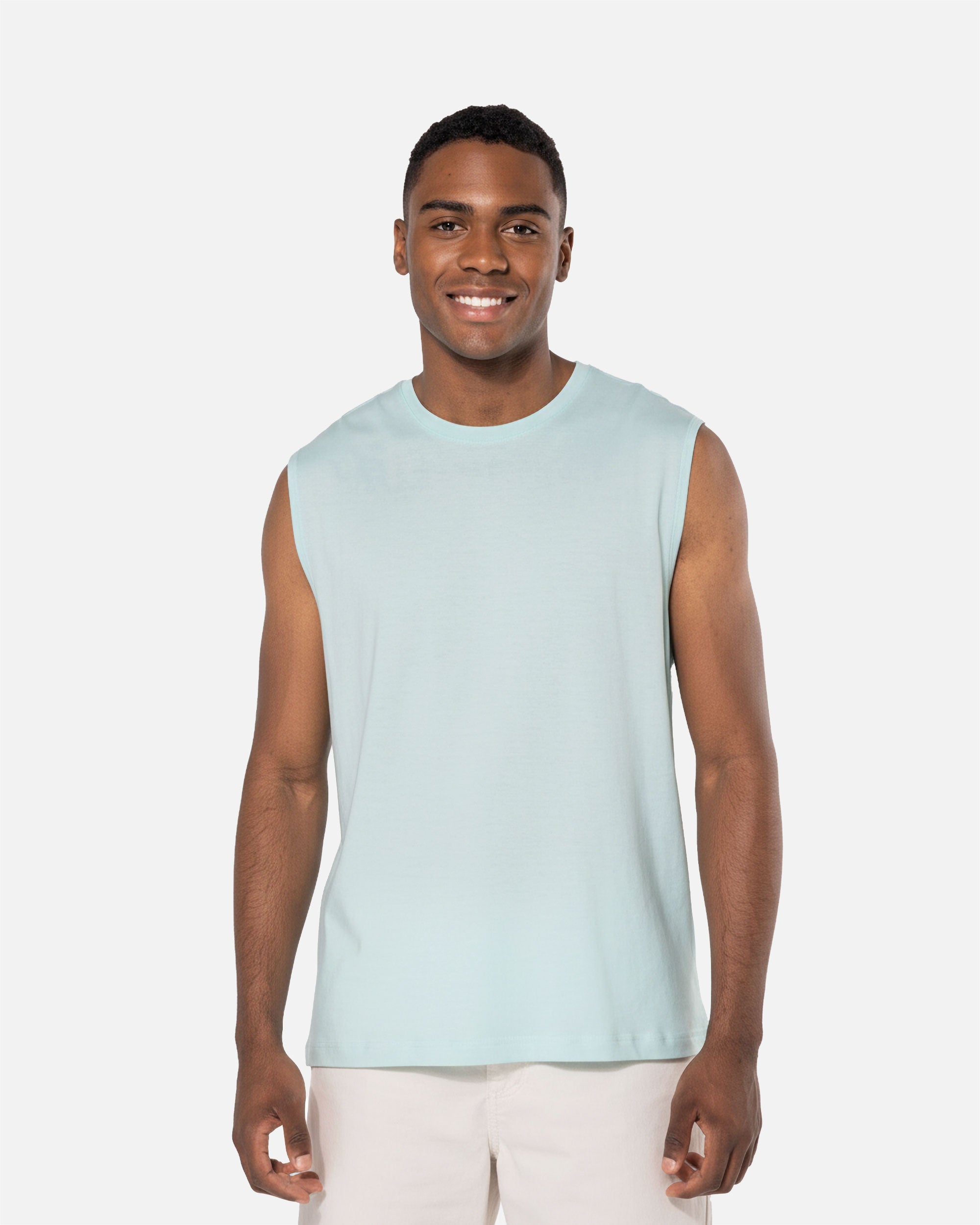 Ärmelloses Herren Bio T-Shirt Blue Mint von VIVID