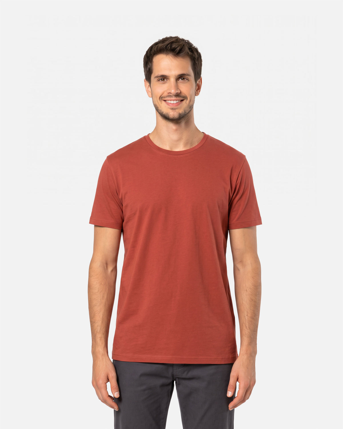 Leichtes Herren Basic T-Shirt Terracotta Red von VIVID