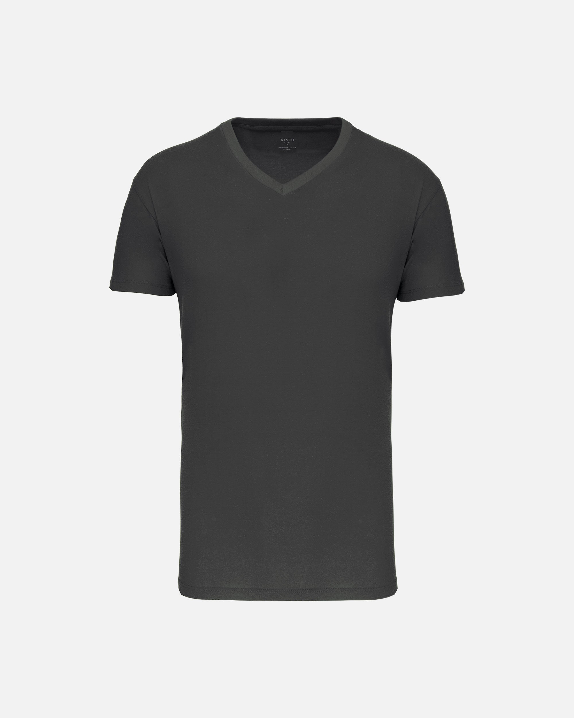 Leichtes Herren Basic T-Shirt mit V-Ausschnitt Charcoal von VIVID