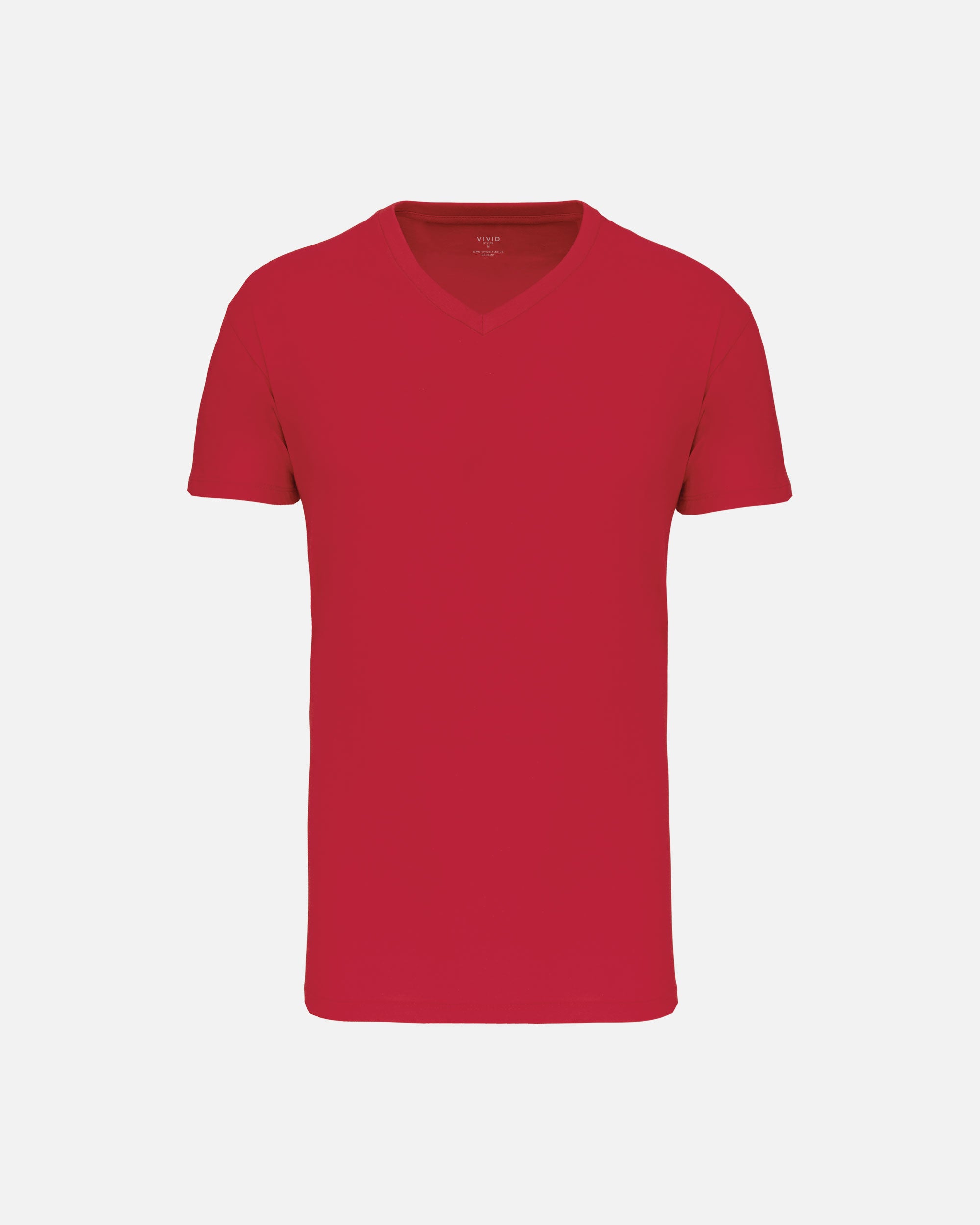 Leichtes Herren Basic T-Shirt mit V-Ausschnitt Fire Red von VIVID