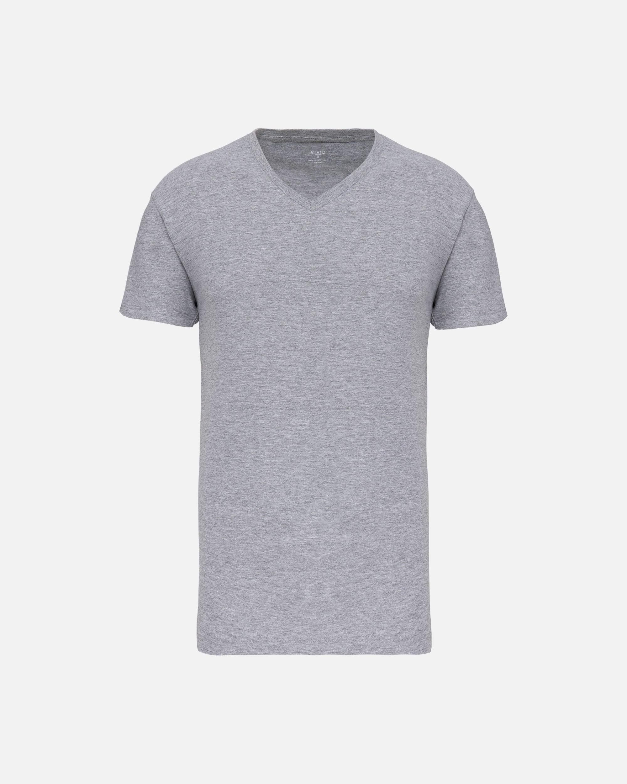 Leichtes Herren Basic T-Shirt mit V-Ausschnitt Grey Heather von VIVID