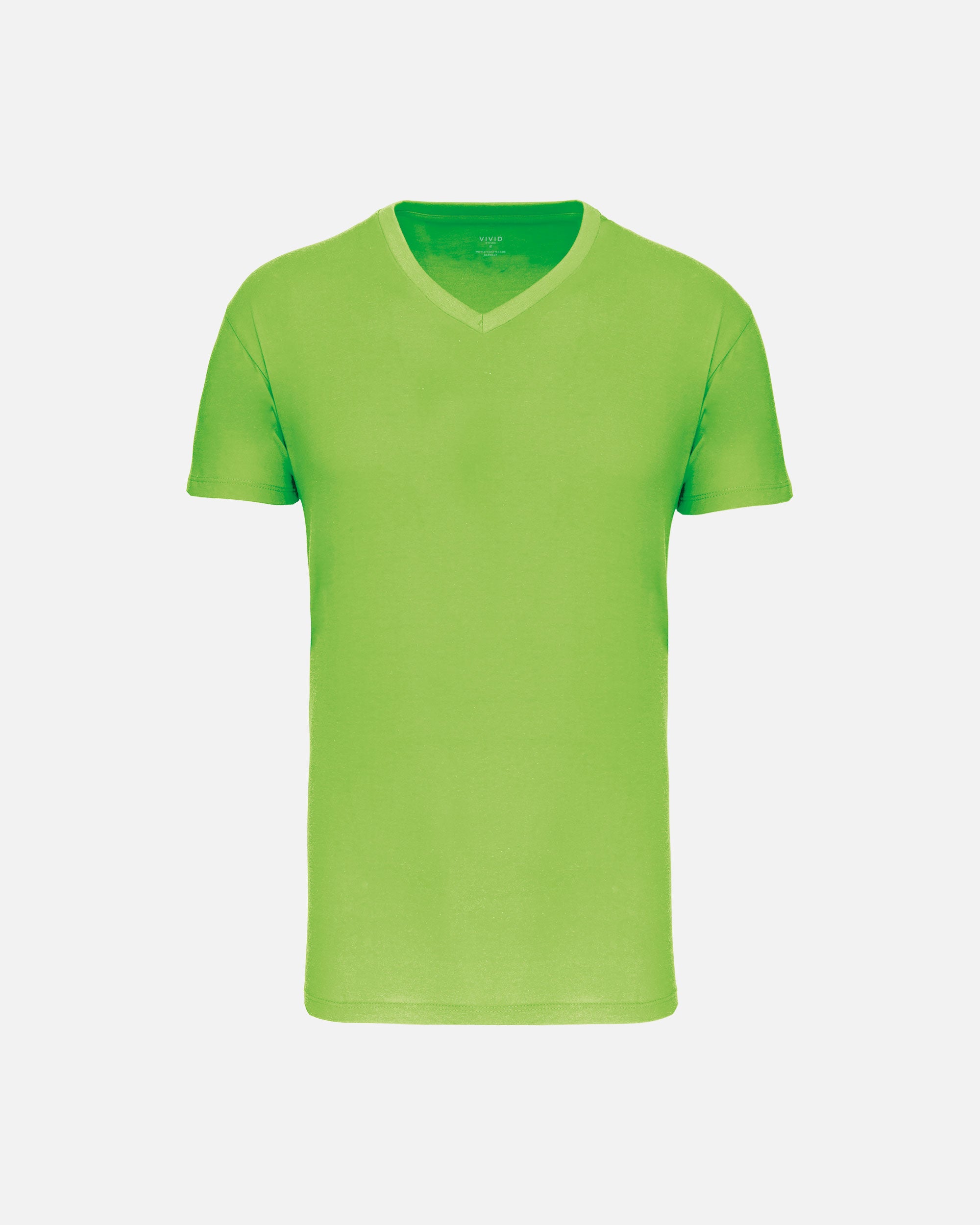 Leichtes Herren Basic T-Shirt mit V-Ausschnitt Lime Green von VIVID