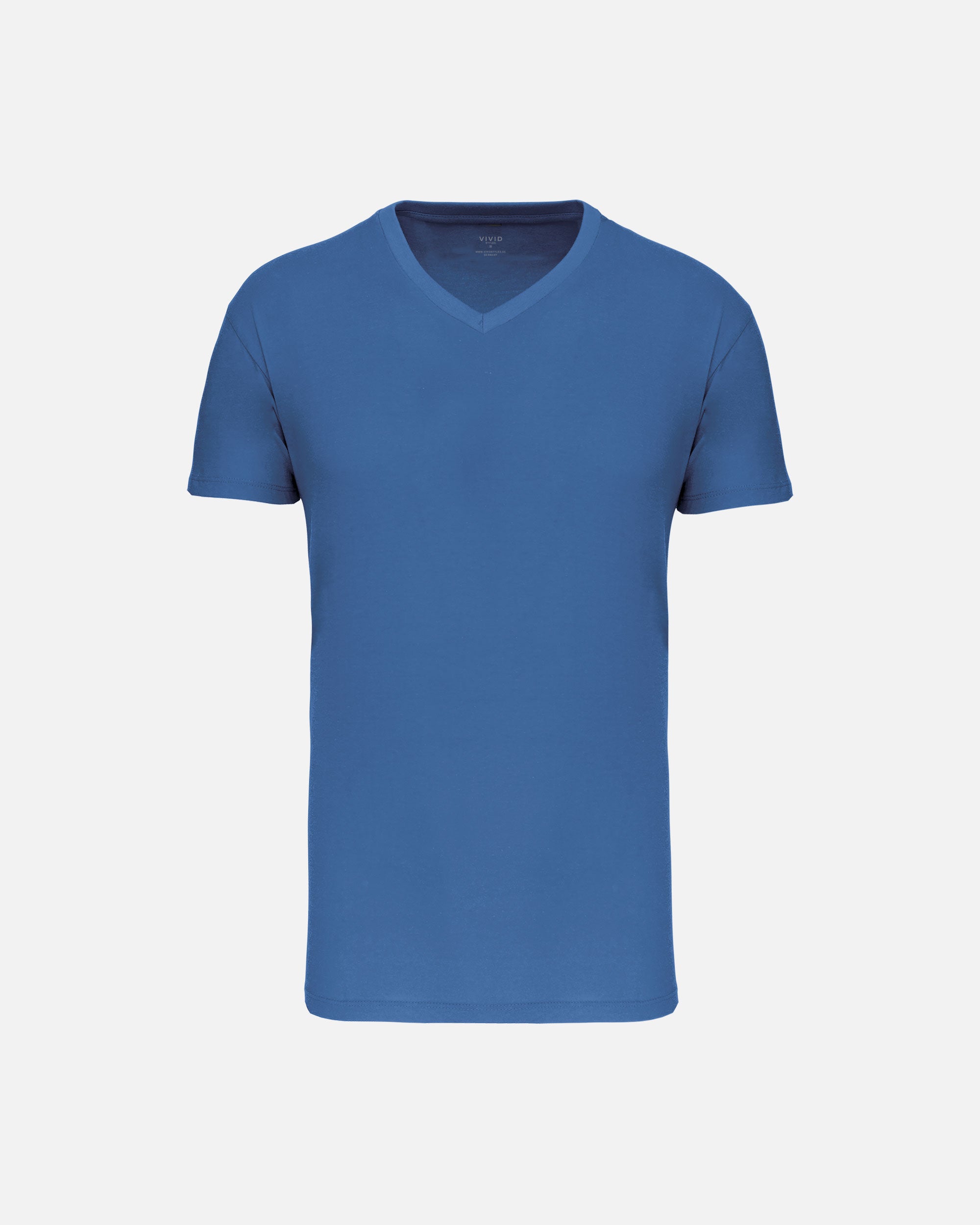 Leichtes Herren Basic T-Shirt mit V-Ausschnitt Light Royal Blue von VIVID