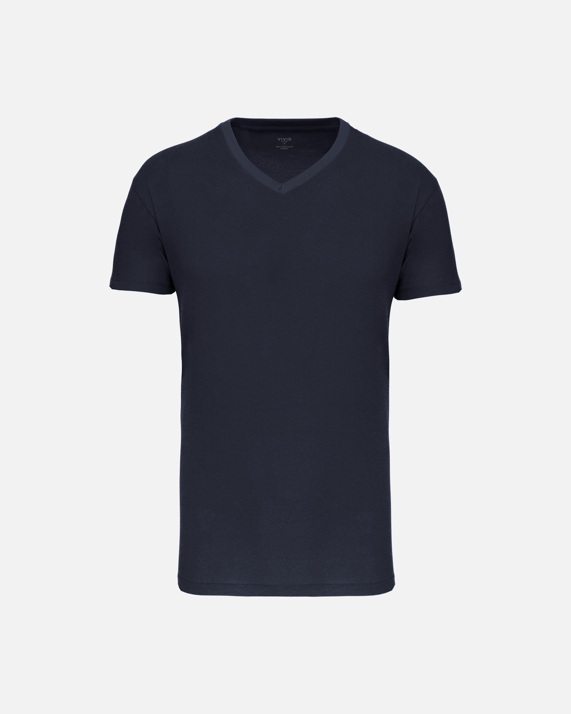 Leichtes Herren Basic T-Shirt mit V-Ausschnitt Navy Blue von VIVID