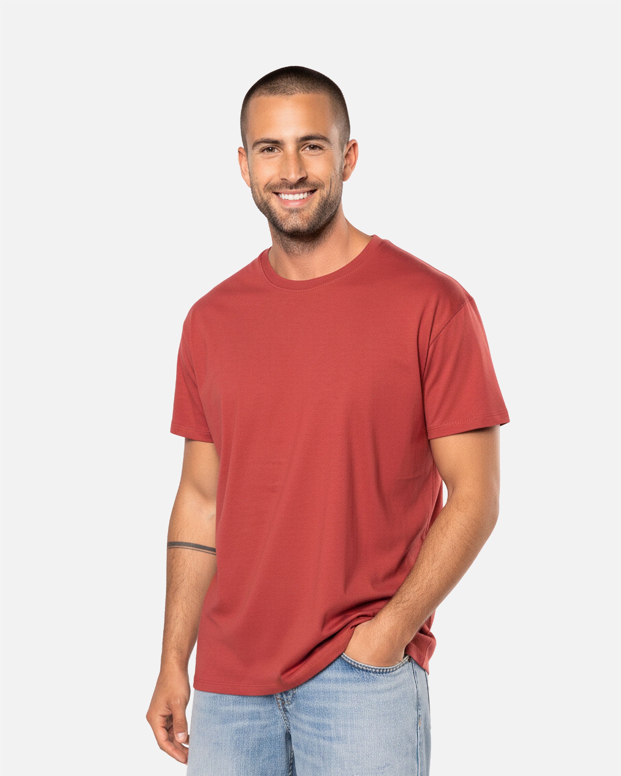 Klassisches Herren T-Shirt Terracotta Red von VIVID