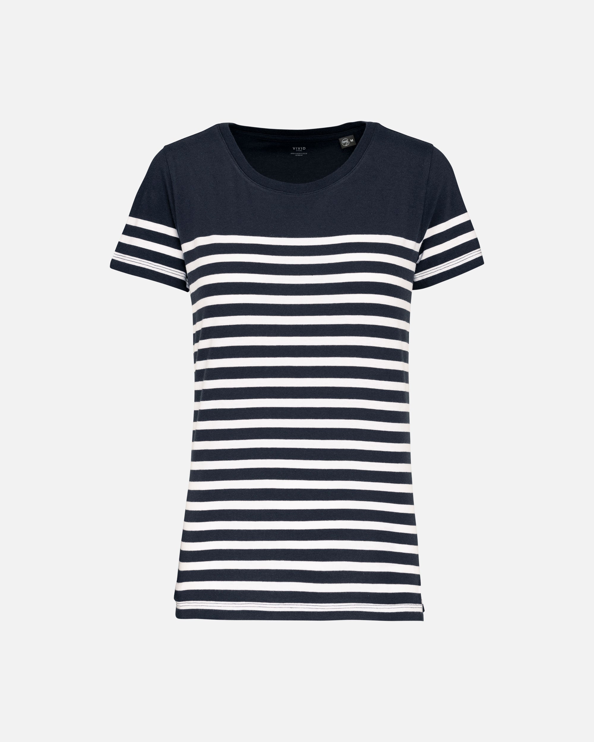 Damen T-Shirt im Marine-Look Navy-White Stripes von VIVID