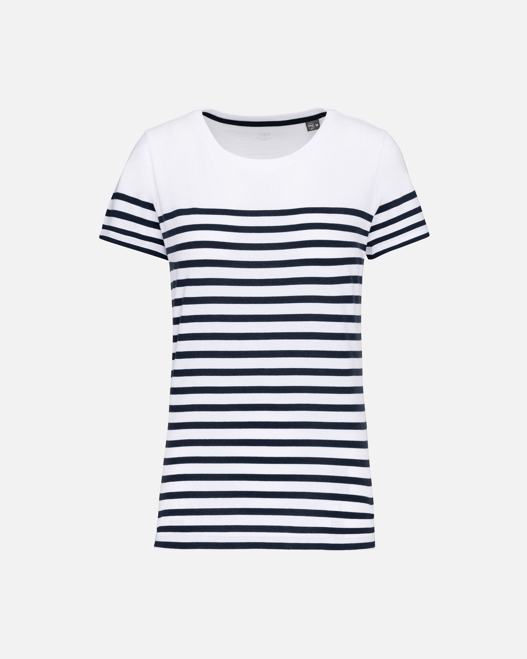 Damen T-Shirt im Marine-Look White-Navy Stripes von VIVID