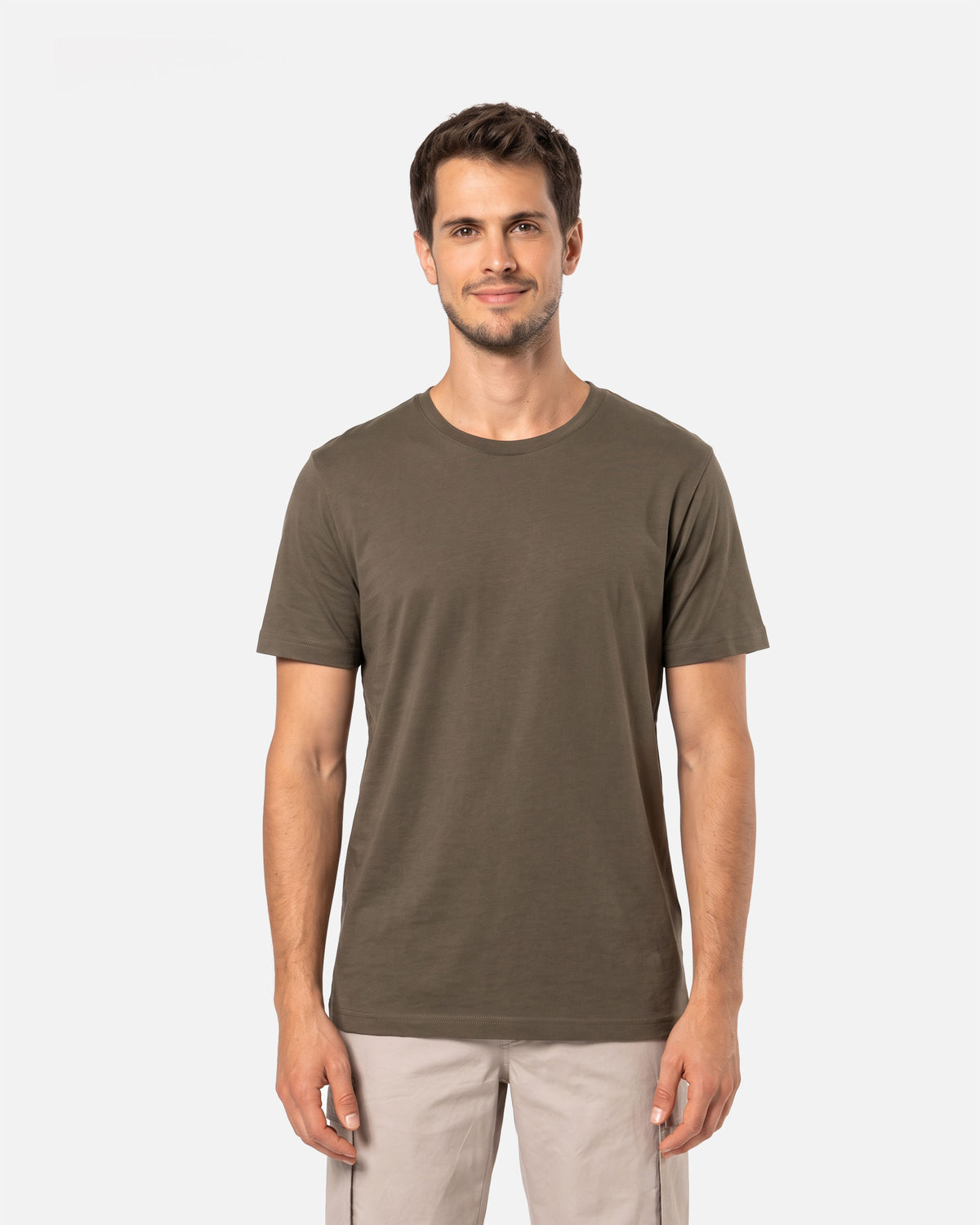 Klassisches Herren Basic T-Shirt Khaki von VIVID