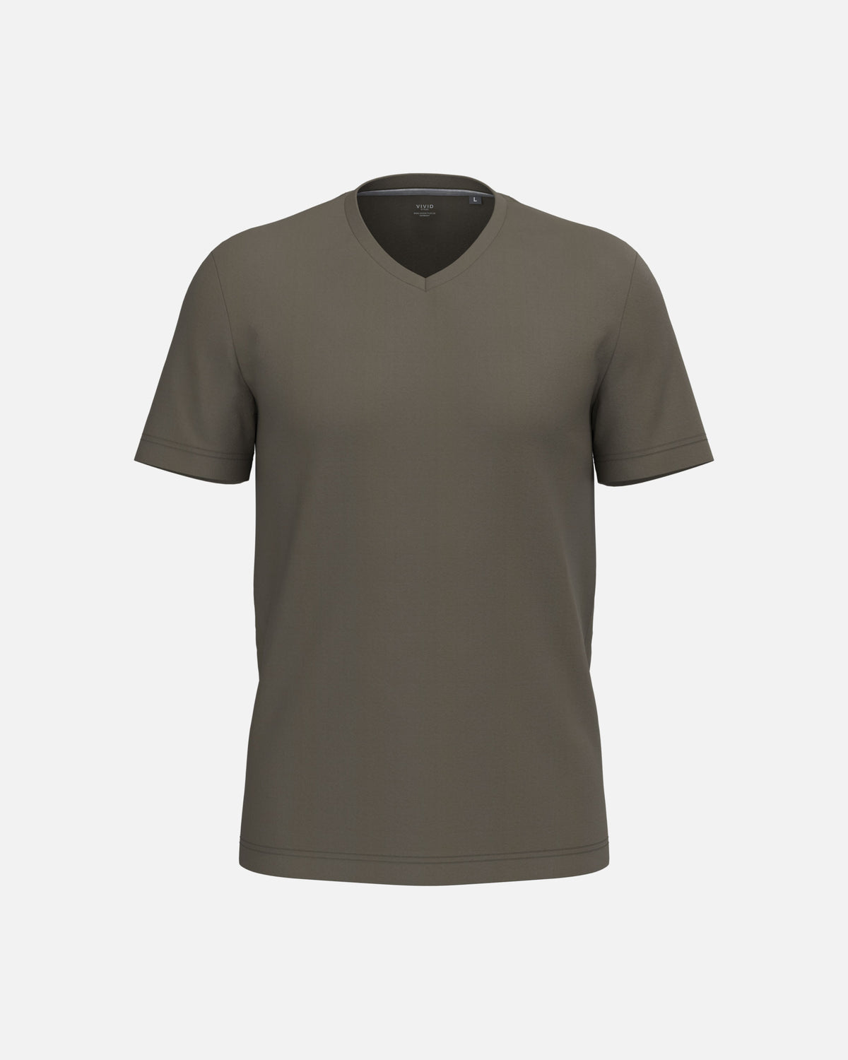Klassisches Herren Basic T-Shirt mit V-Ausschnitt Khaki von VIVID