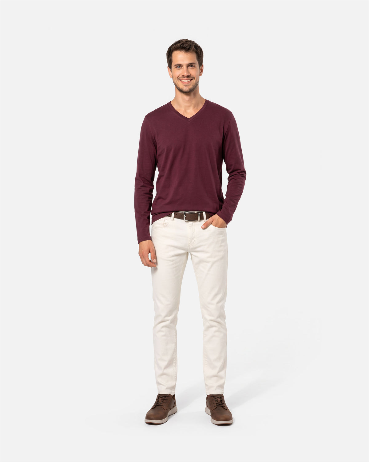 Klassisches Herren Langarmshirt mit V-Ausschnitt von VIVID
