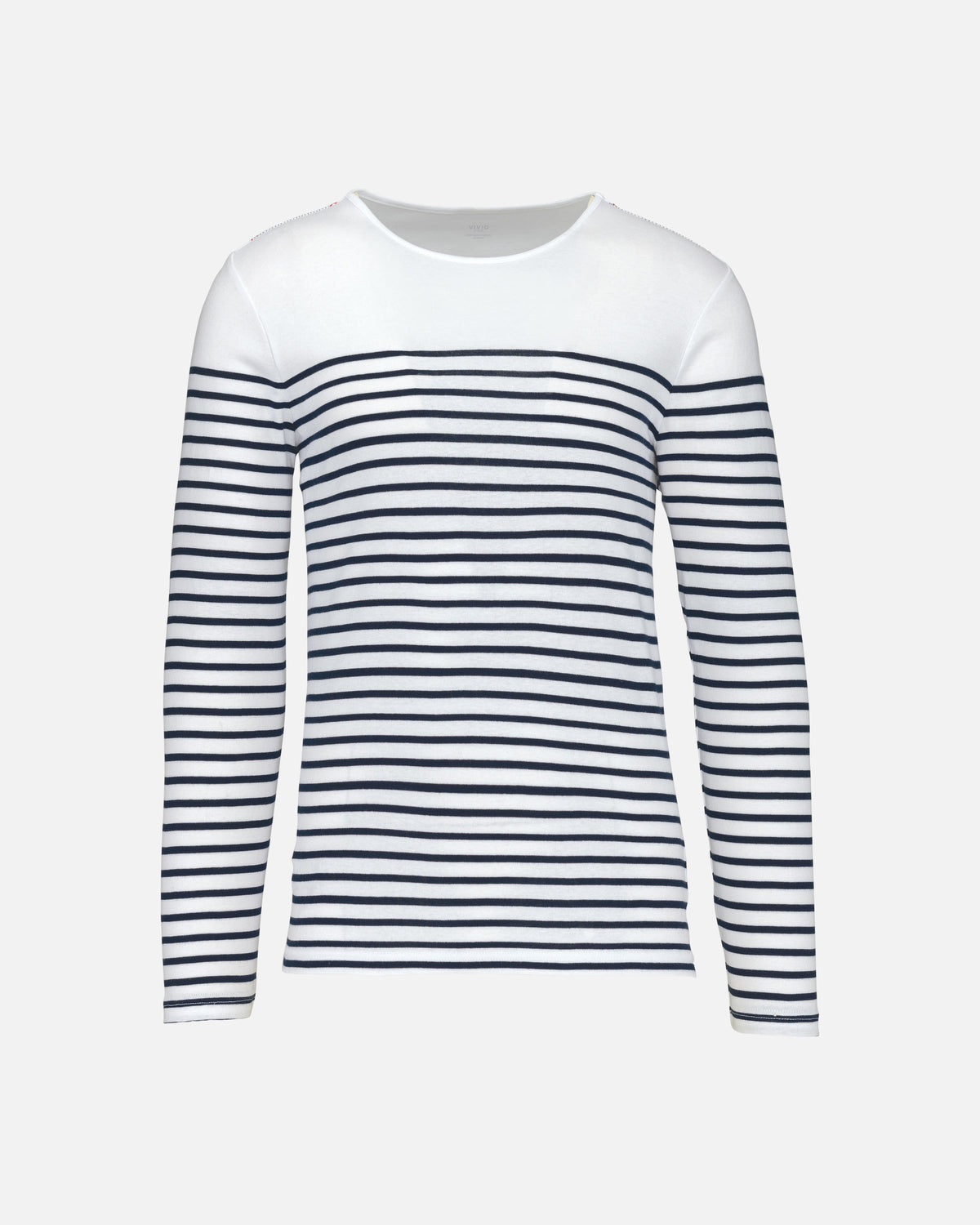 Herren Langarmshirt im Marine-Look White-Navy Stripes von VIVID