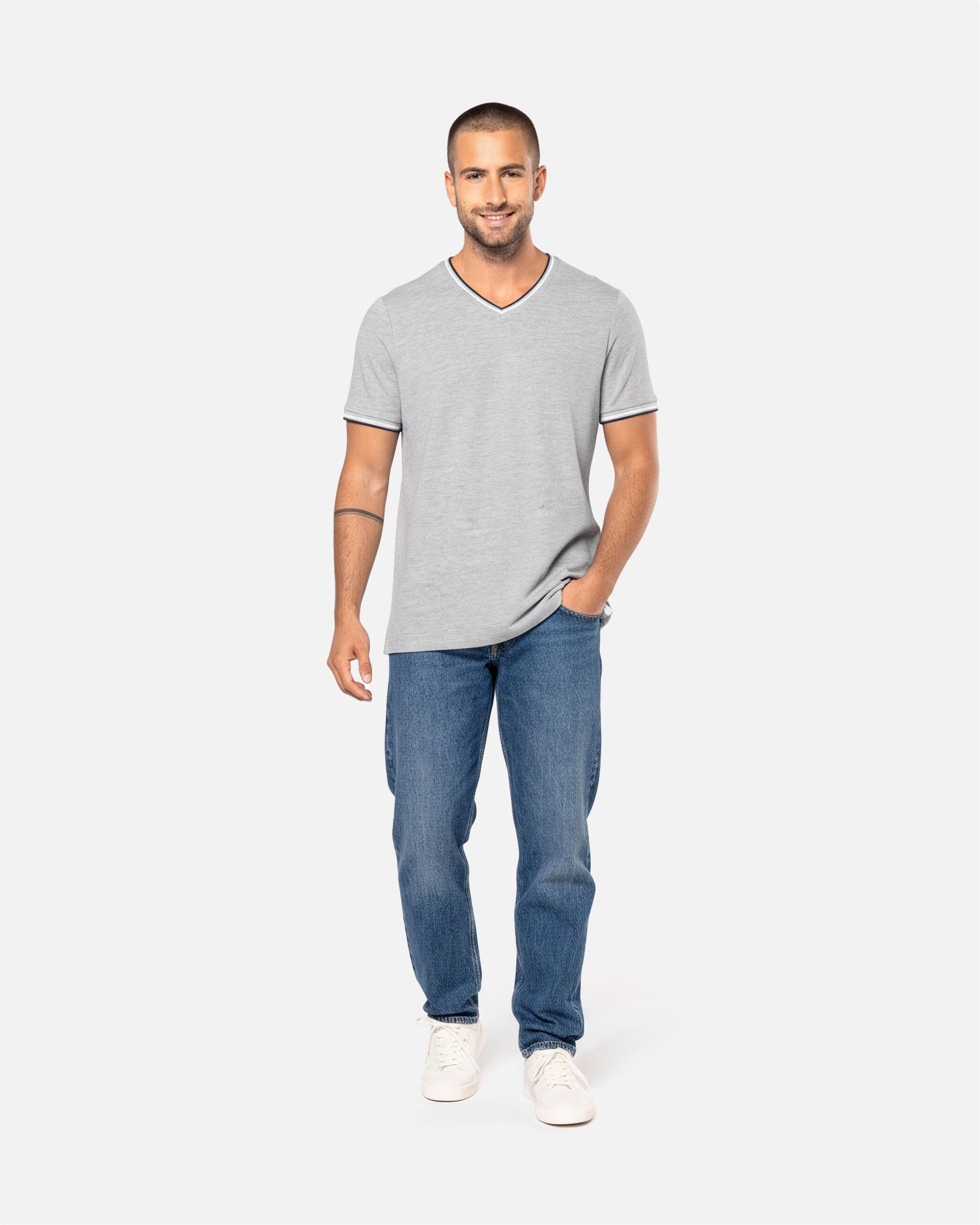 Herren Piqué T-Shirt mit V-Ausschnitt von VIVID