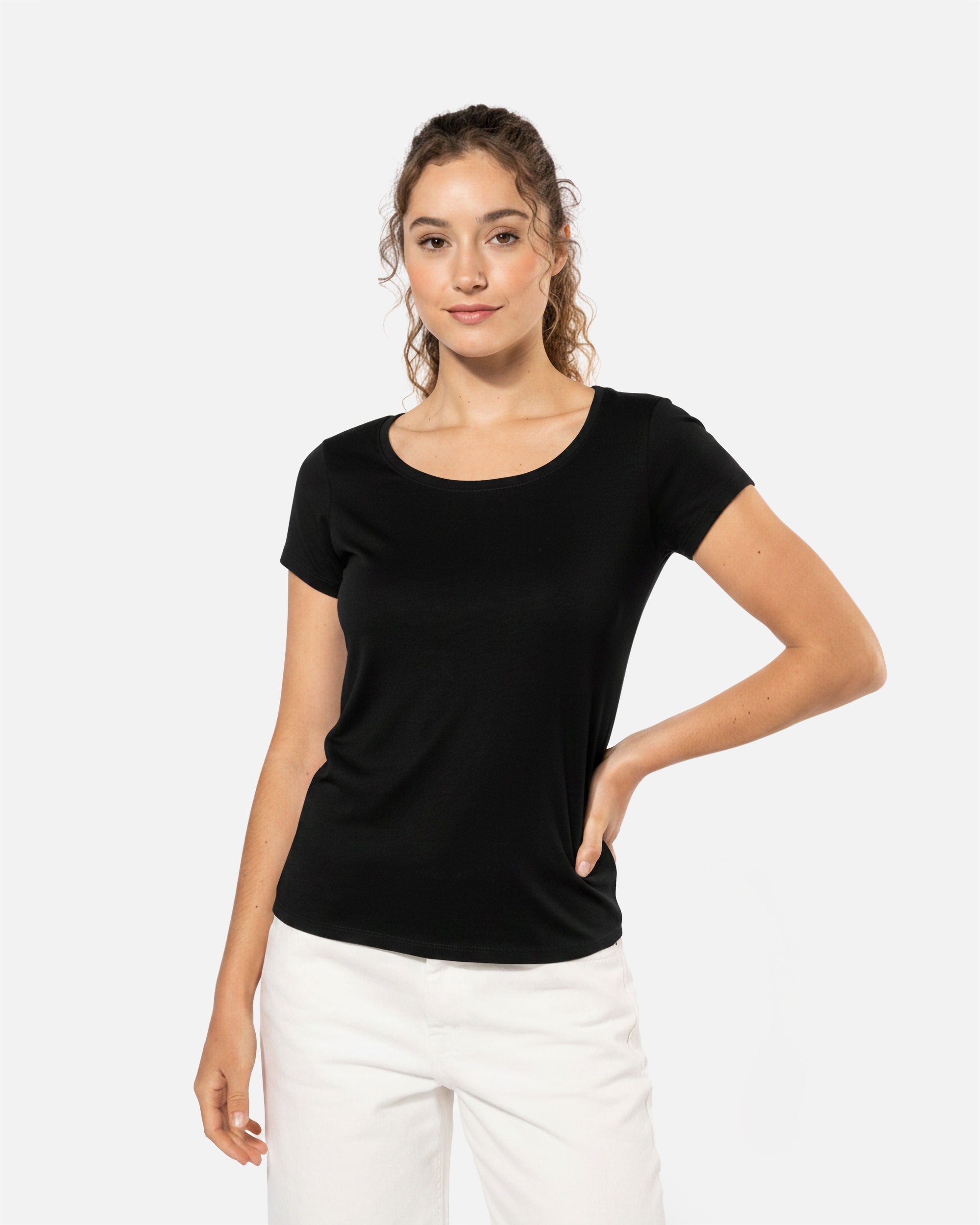Damen T-Shirt mit U-Boot-Ausschnitt