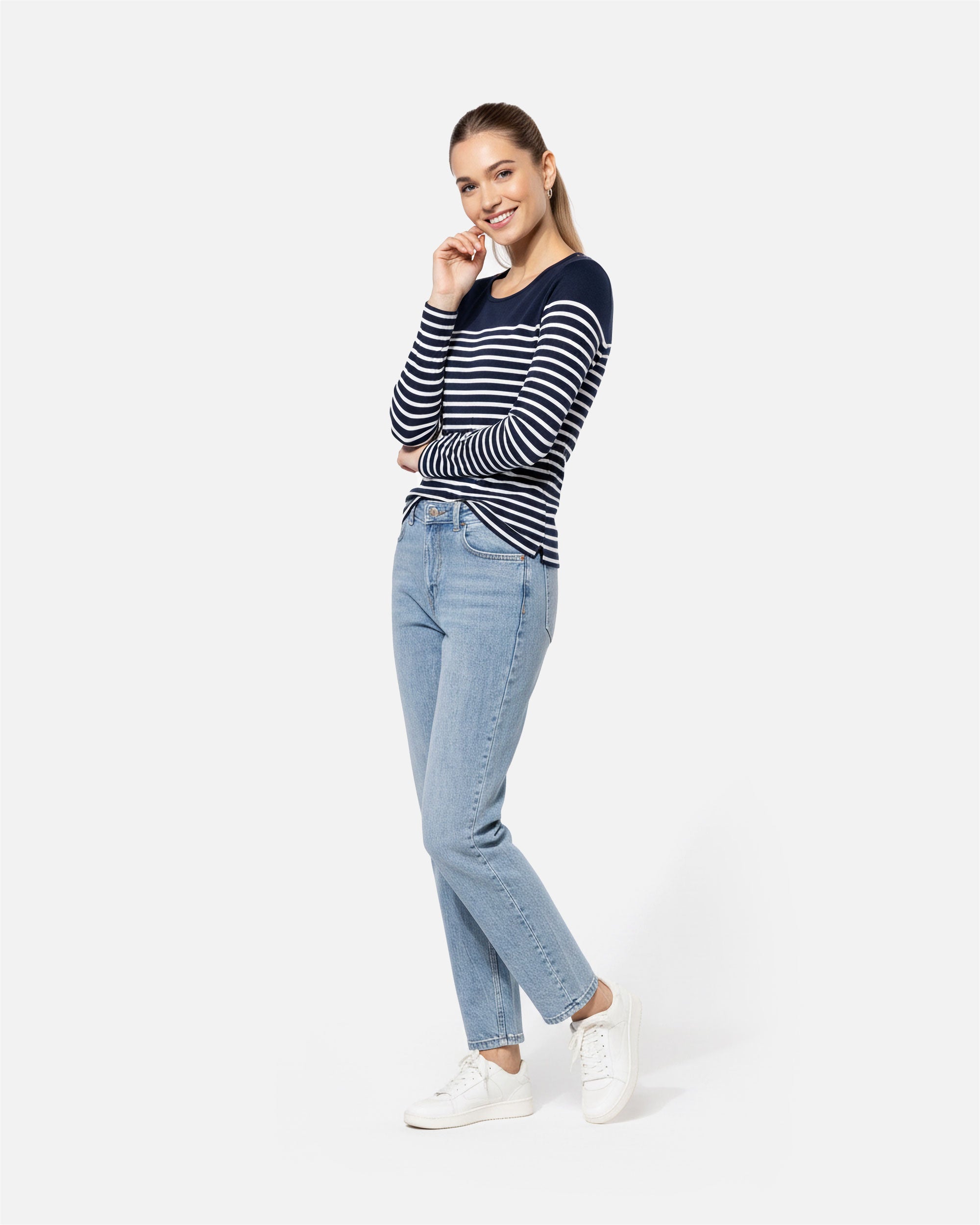 Damen Langarmshirt im Marine-Look von VIVID