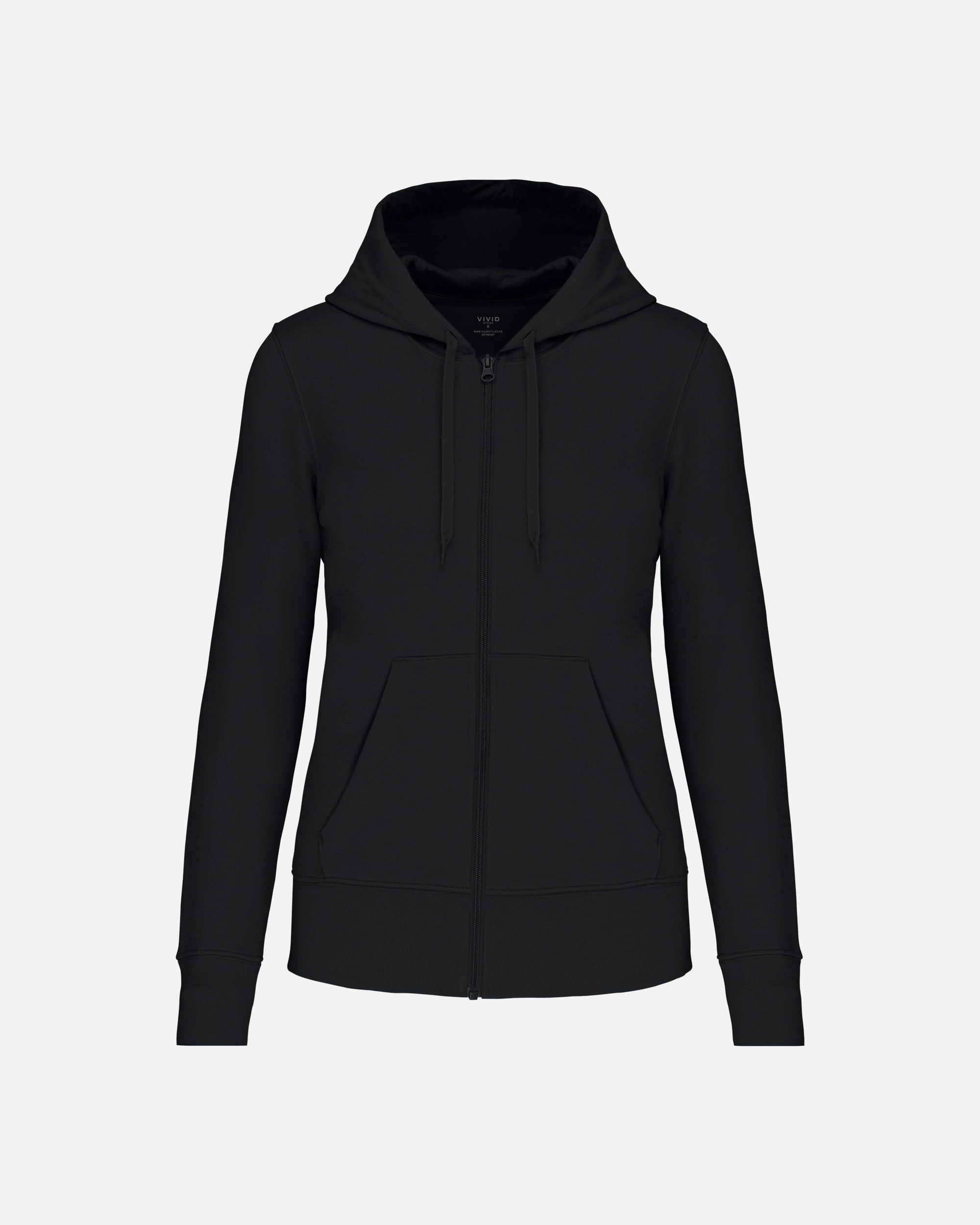 Klassisches Damen Zip Kapuzensweatshirt Black von VIVID