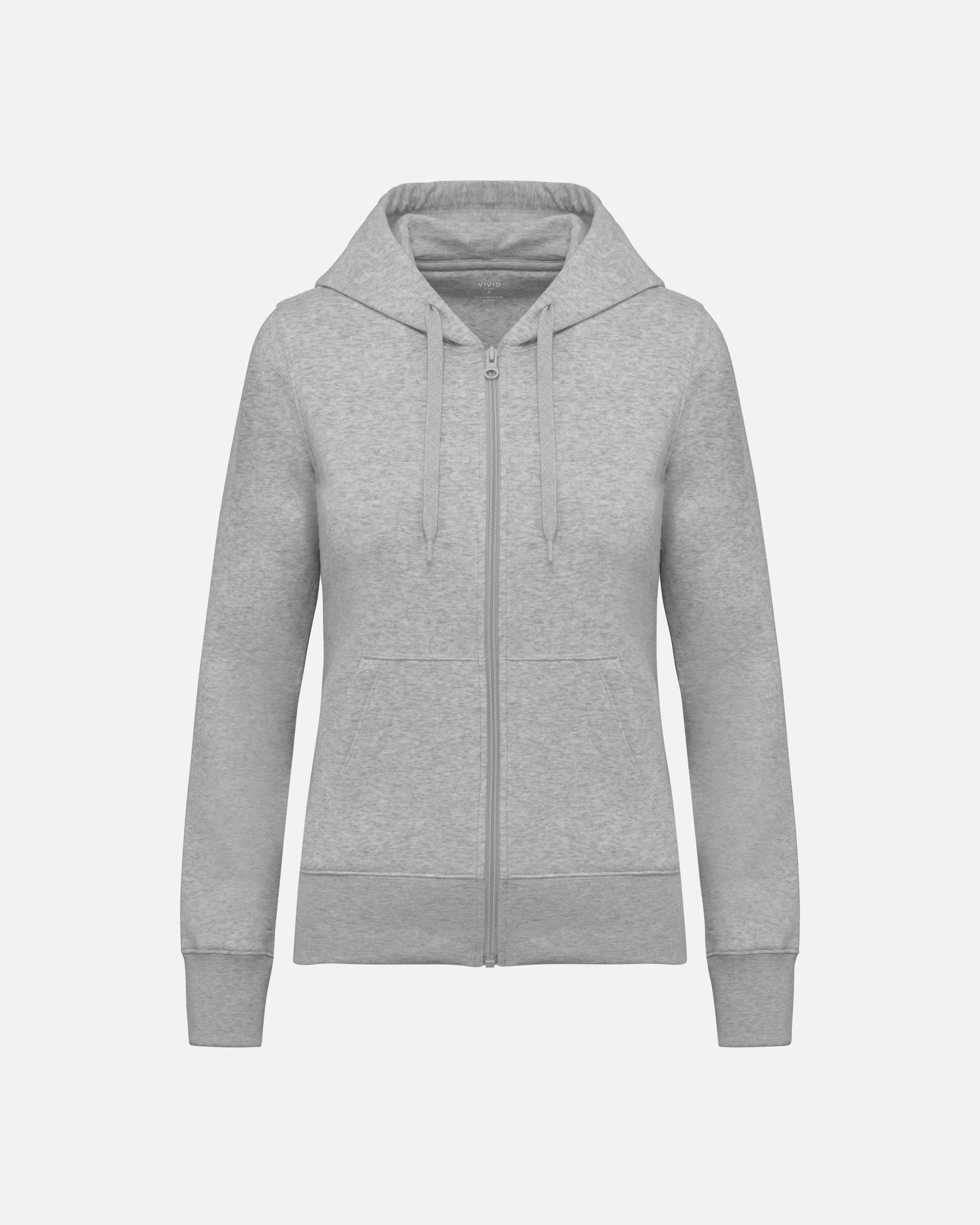Klassisches Damen Zip Kapuzensweatshirt Grey Heather von VIVID