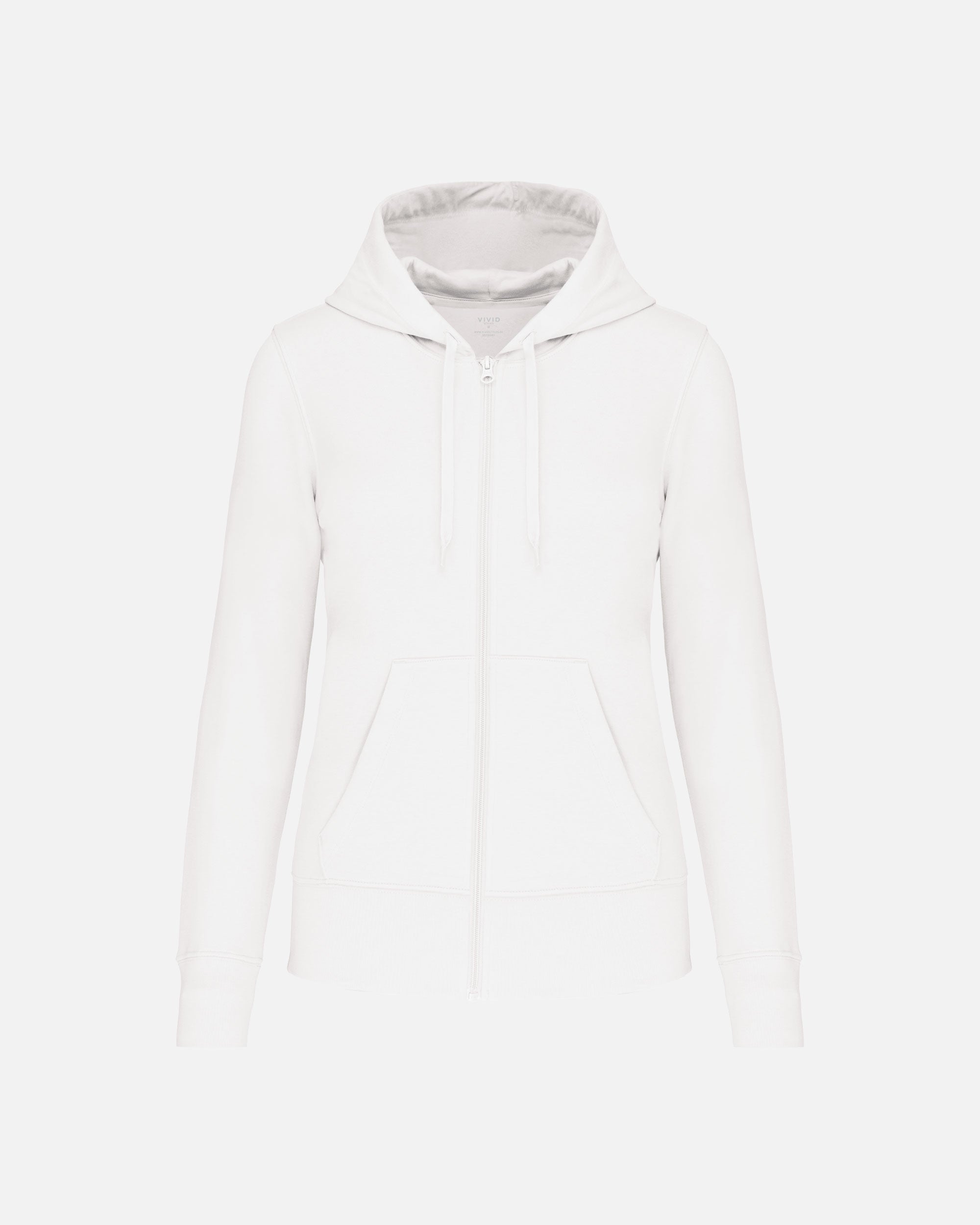 Klassisches Damen Zip Kapuzensweatshirt White von VIVID