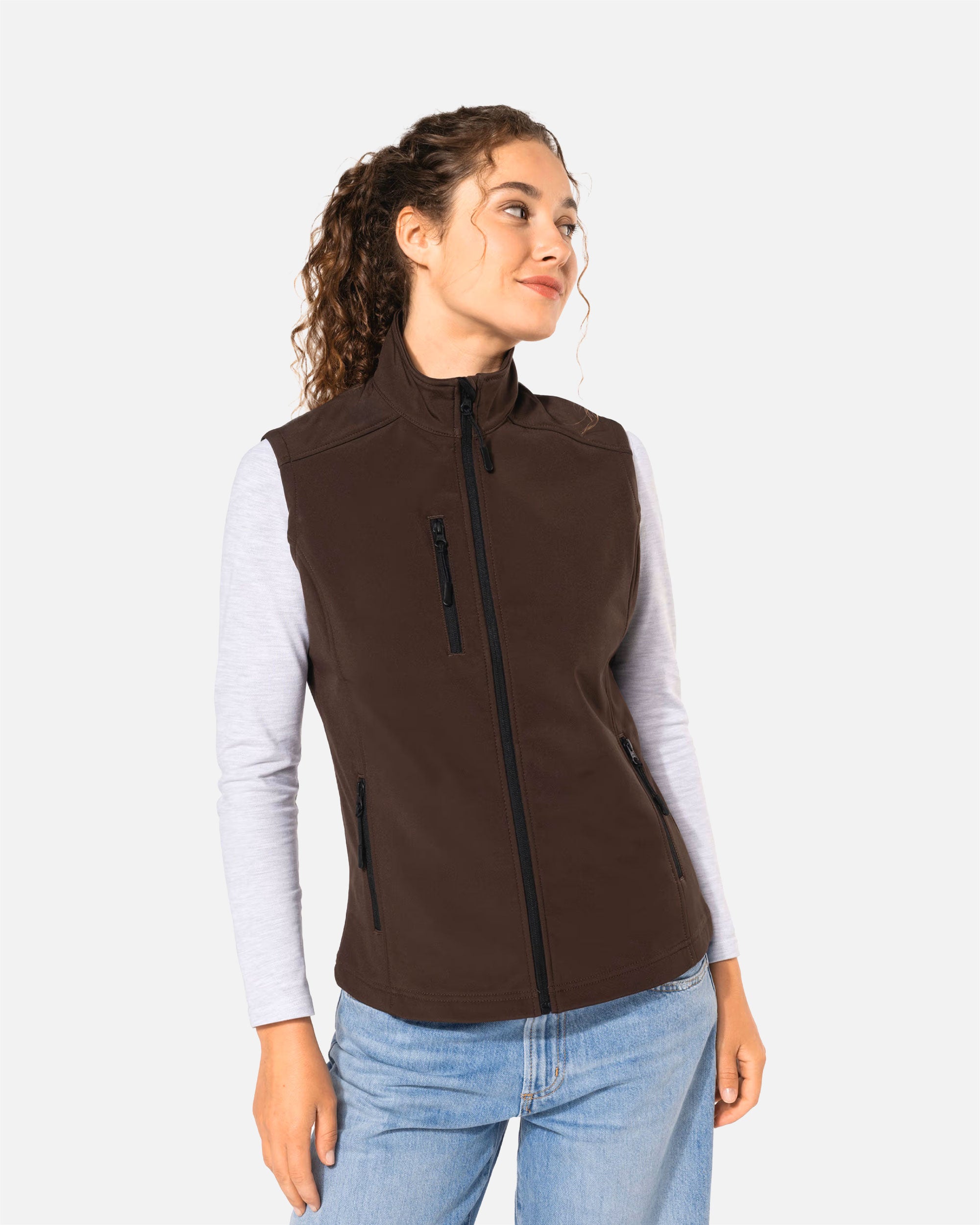 Damen Softshell Weste Chocolate Brown von VIVID