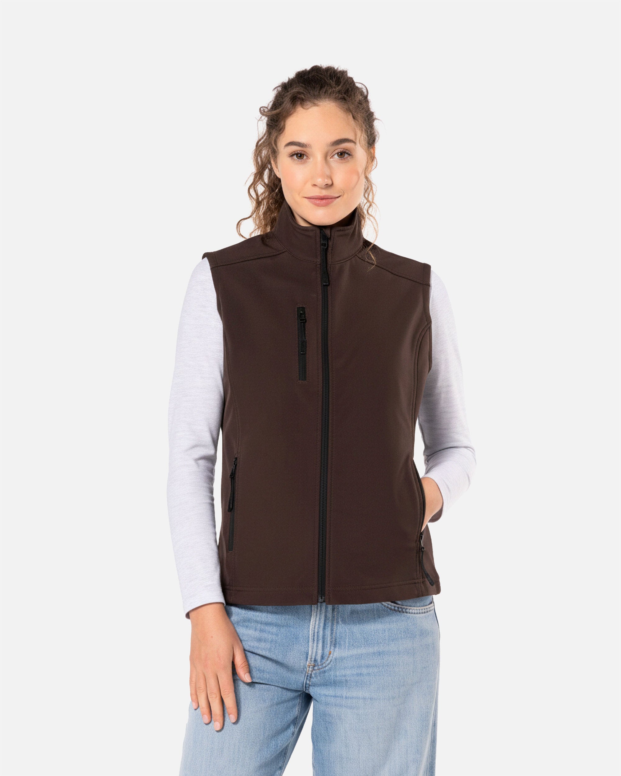 Damen Softshell Weste Chocolate Brown von VIVID