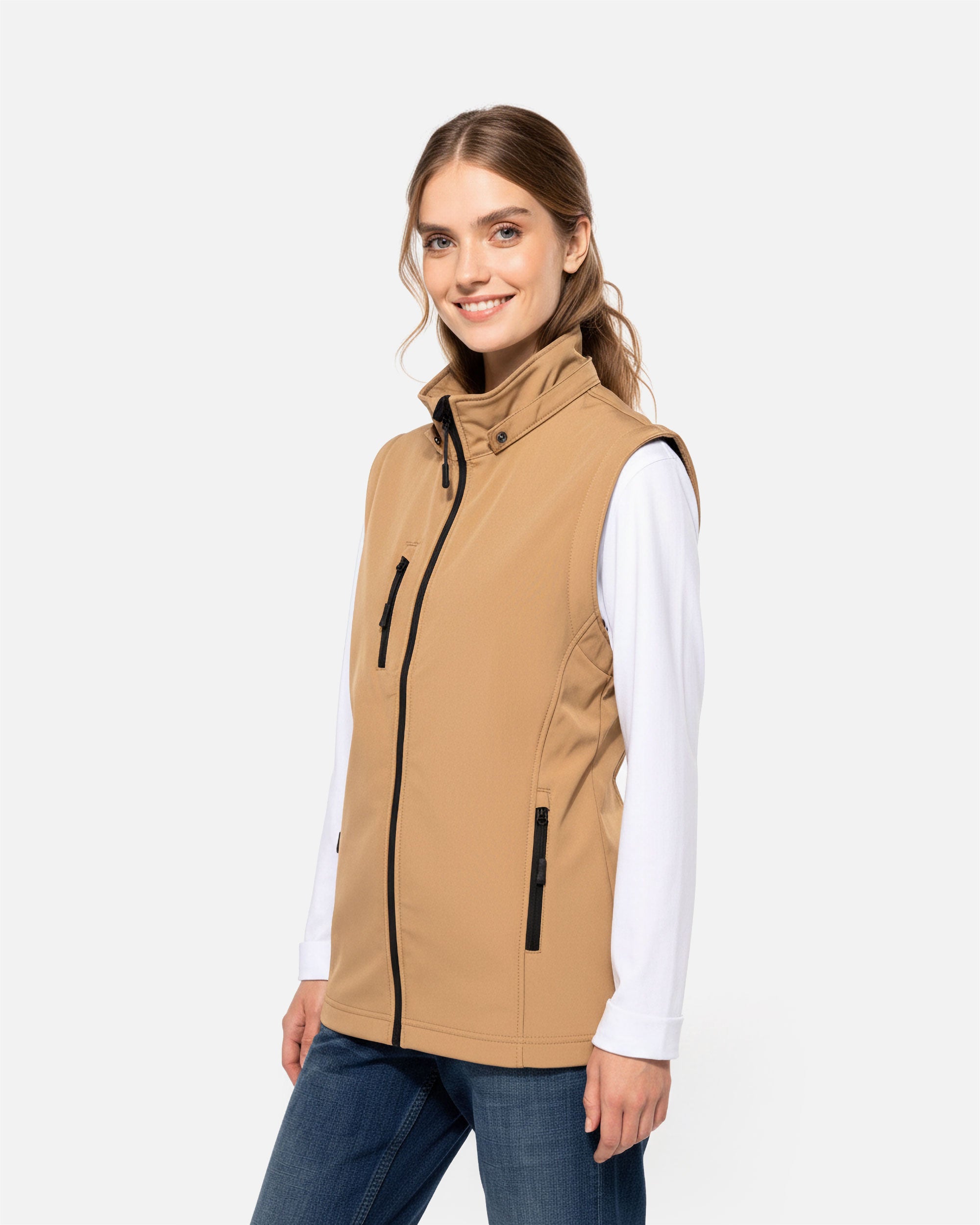 Unisex Softshell Jacke mit abnehmbarer Kapuze und Ärmeln von VIVID